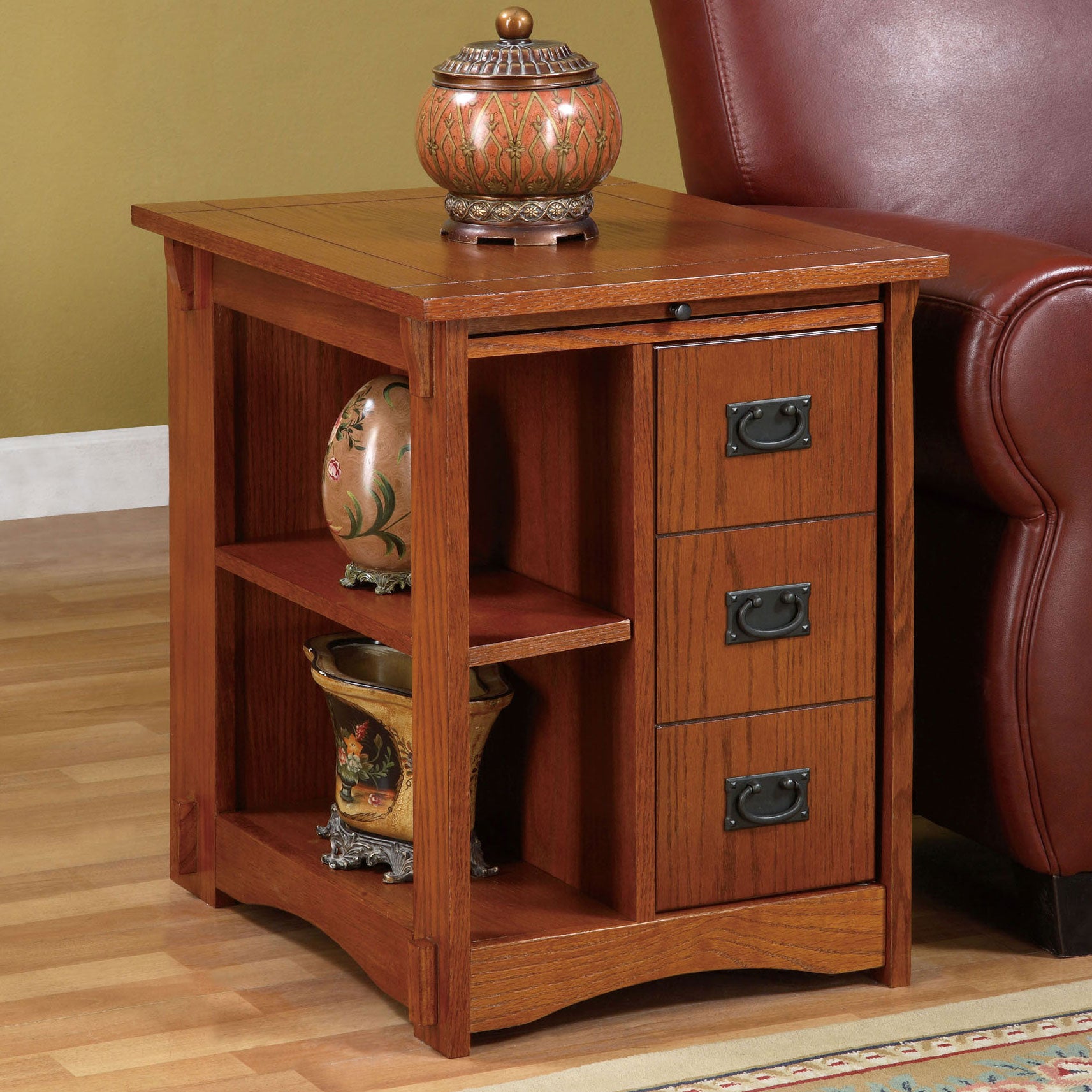 Traditional "Mission Oak" Magazine Table, Oak Brylane Home
