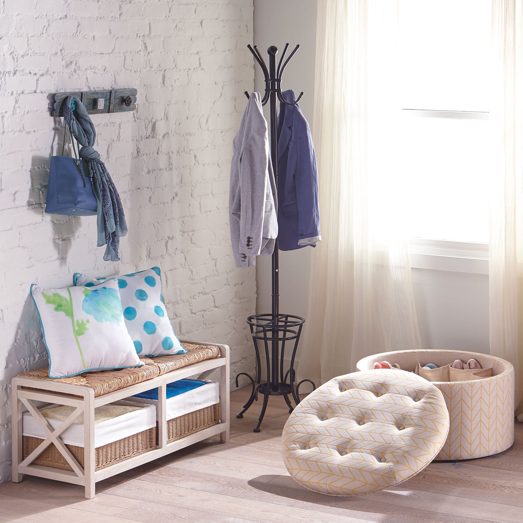 Hanson Round Shoe Storage Ottoman| Storage | Brylane Home