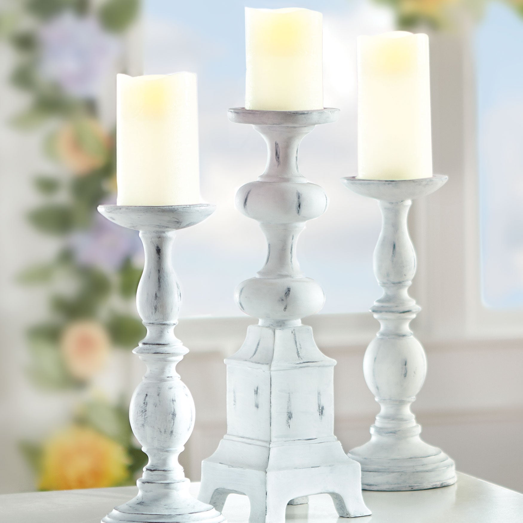 Pink battery operated candles set of 3 light pink