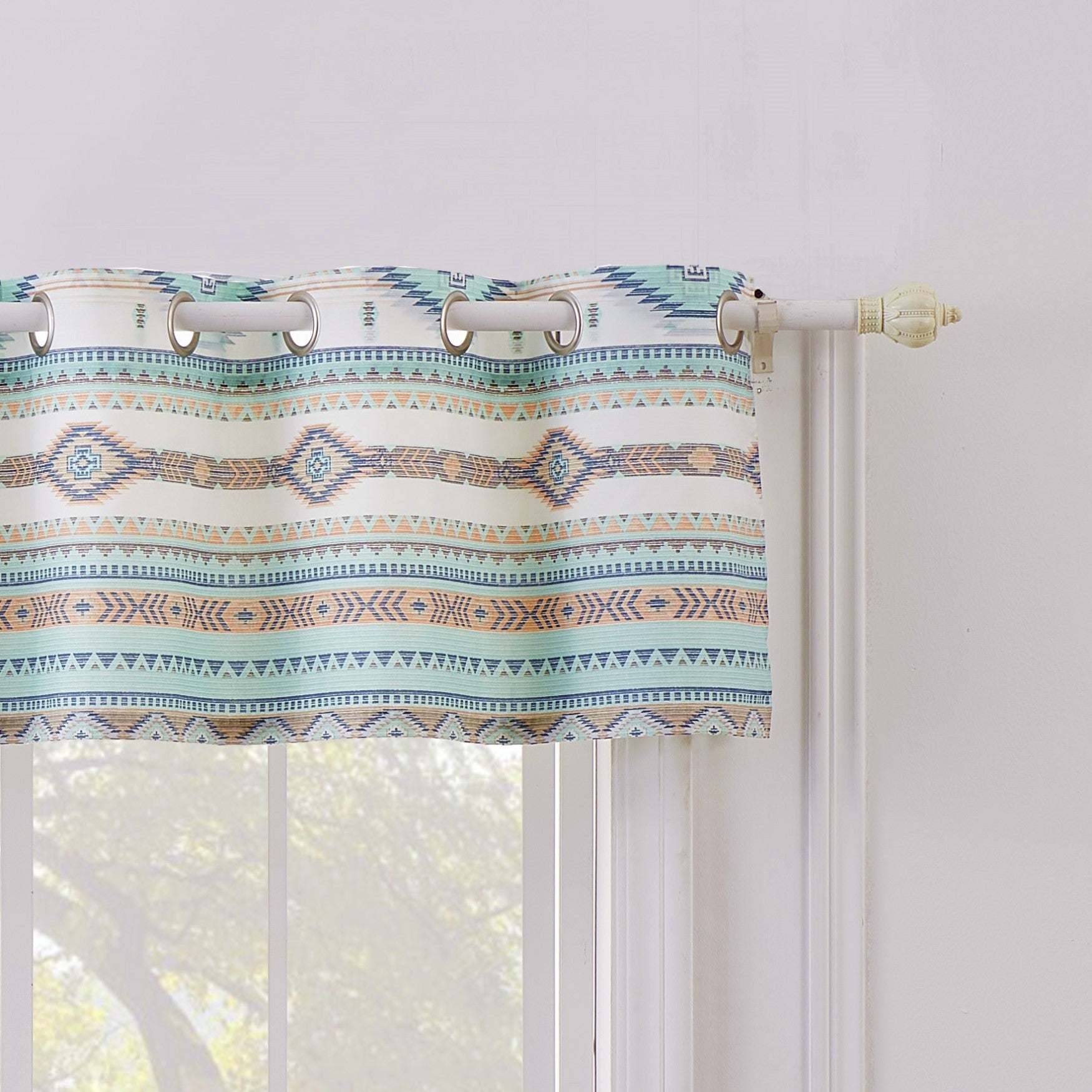 Traditional Phoenix Turquoise Window Valance, Turquoise Brylane Home