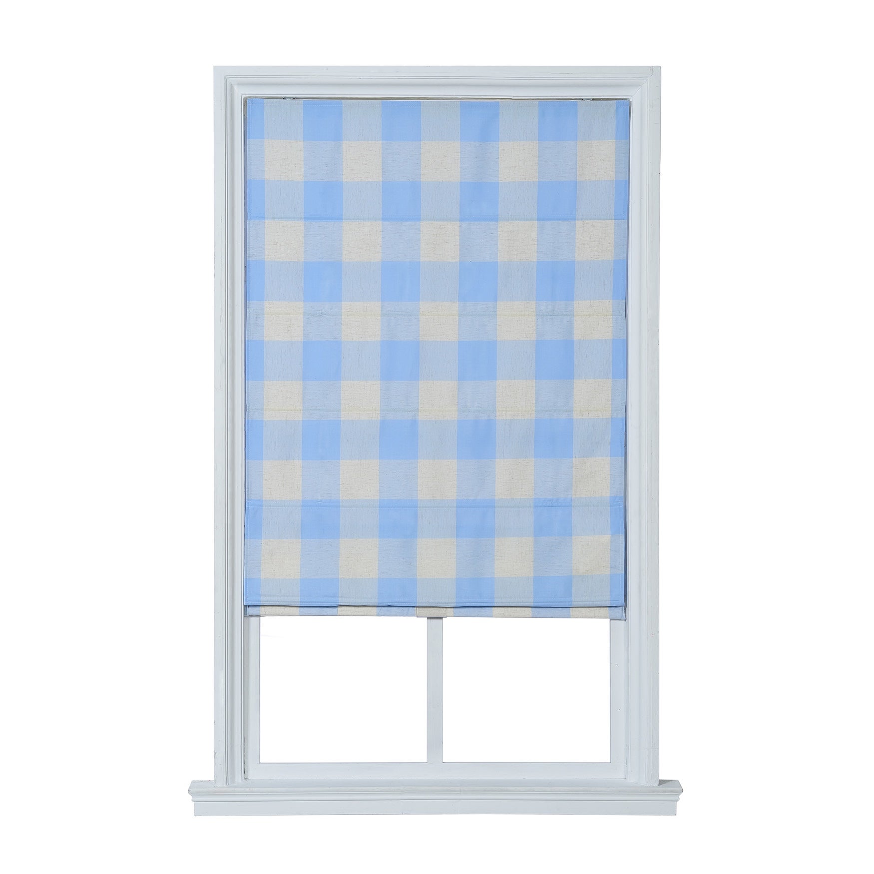Simple Cordless Plaid Flat Roman Shade, Willow Brylane Home