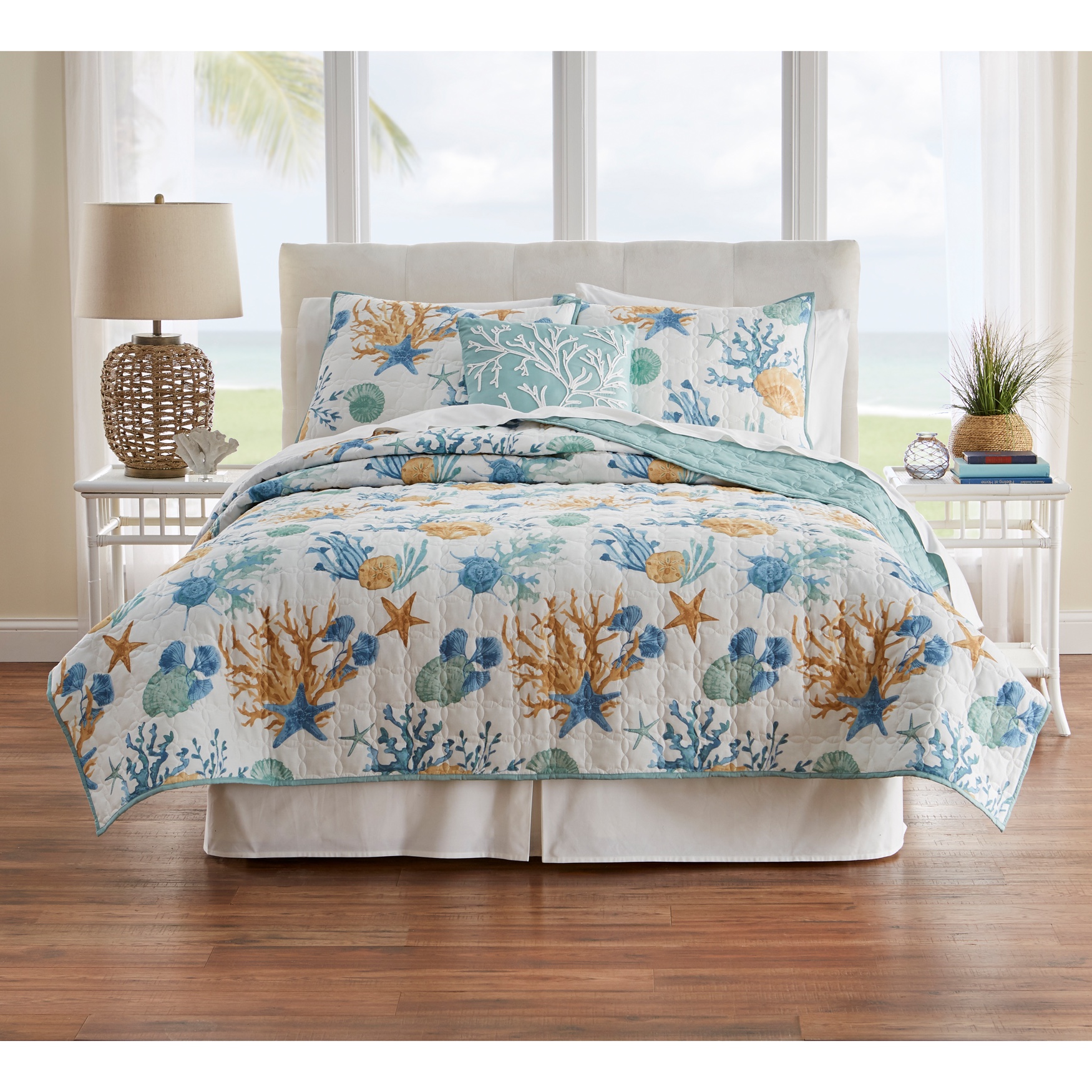 Summer Beach Nautical Lightweight Quilted Bedspread Twin with 1 Sham SLPR Blue Wave 2-Piece Bedding Quilt Set