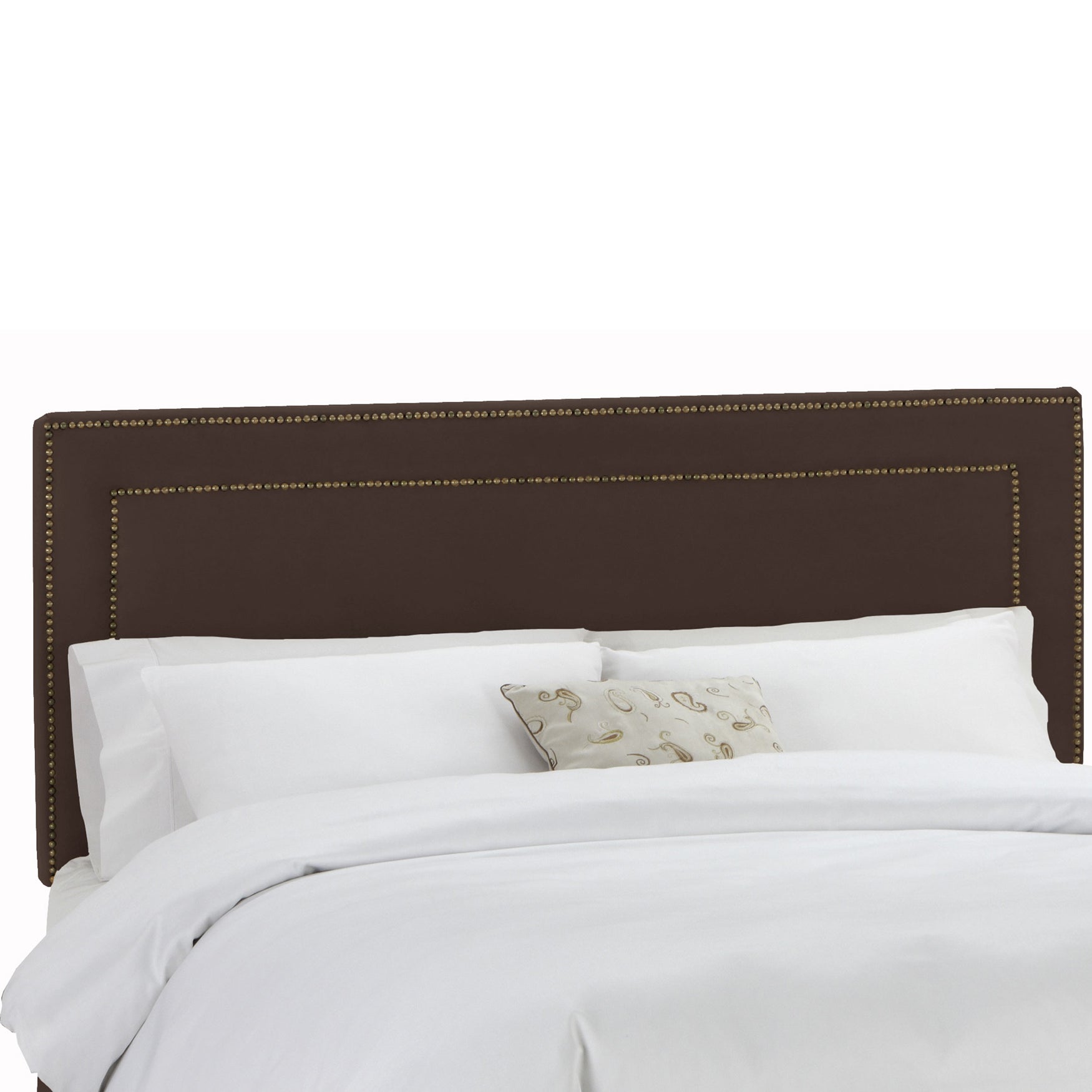 Upholstered Nail Button Border Headboard in Velvet, 