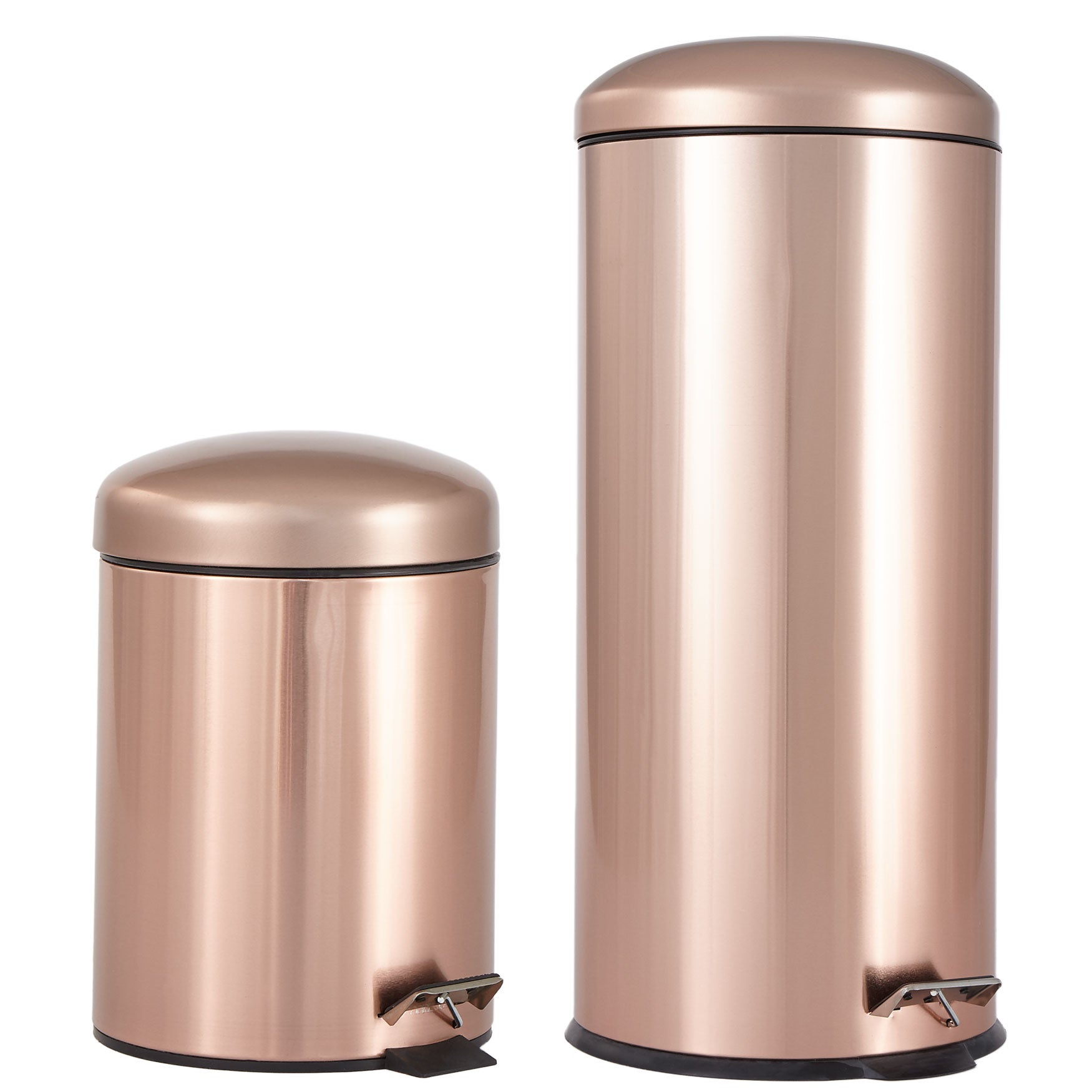 Set of 2 step trash cans copper