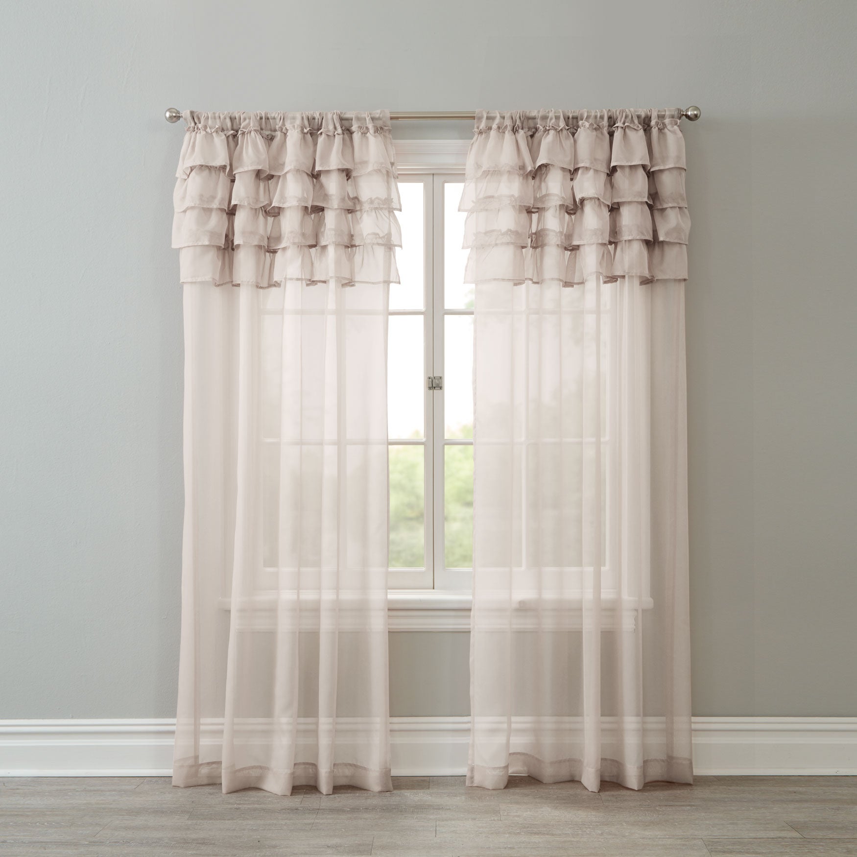 Bh Studio Sheer Voile Ruffle Panel Sheer Curtains