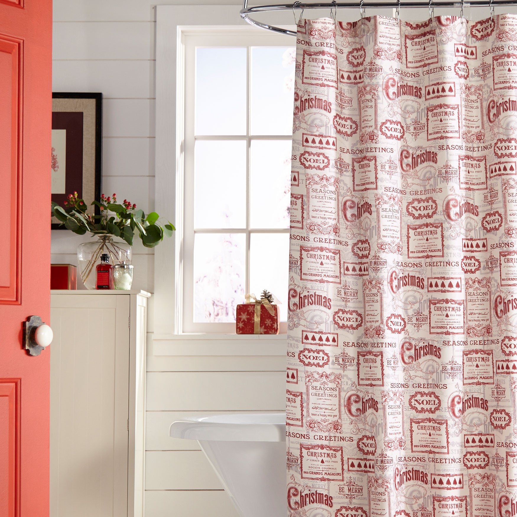 Christmas store shower curtain