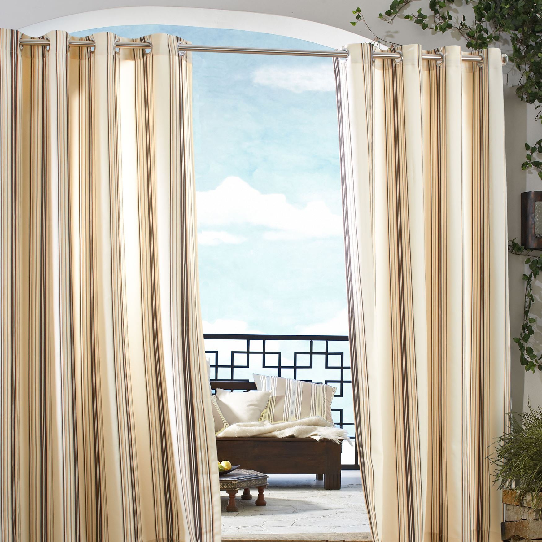Gazebo Stripe Grommet Top Panel Plus Size Curtains & Drapes Brylane