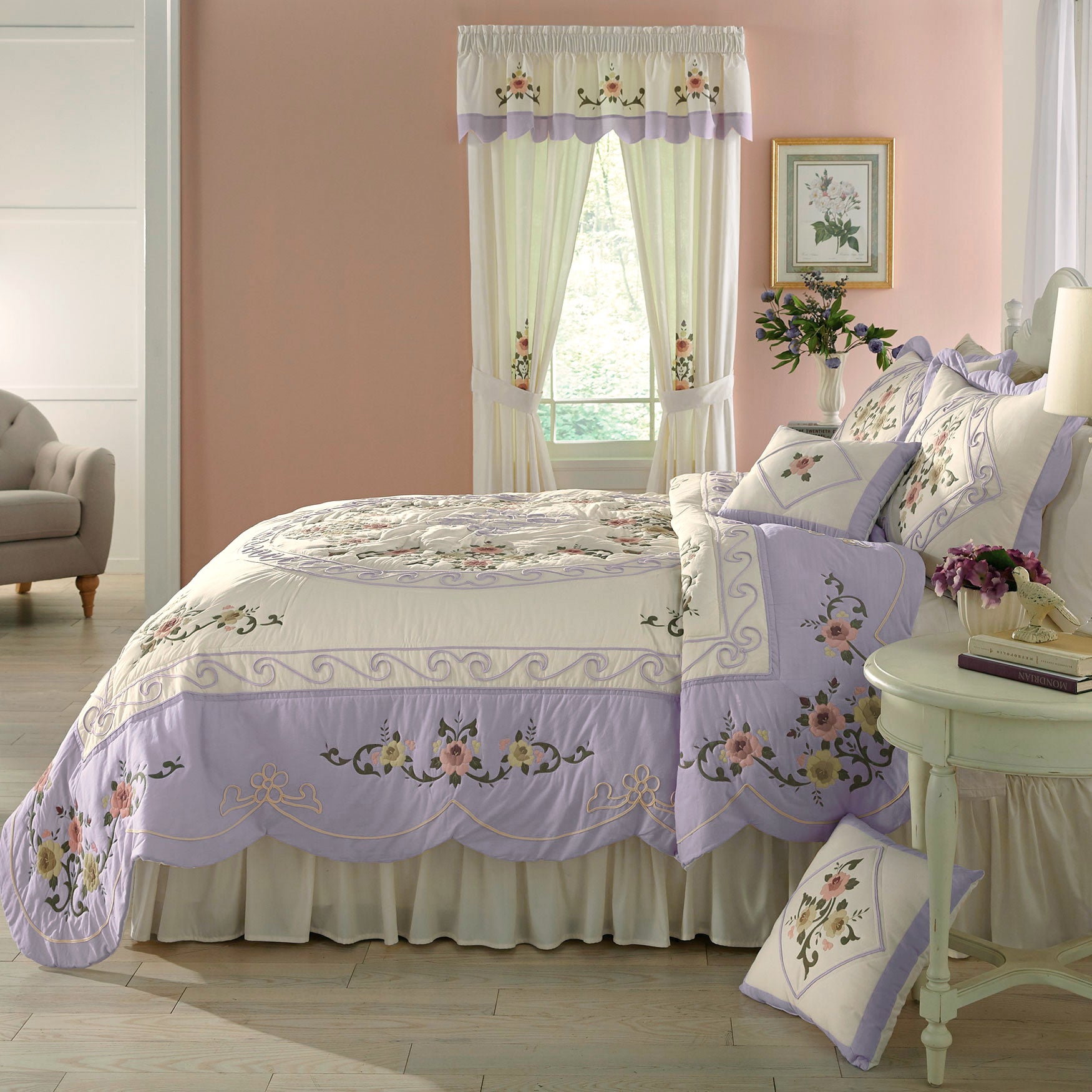 Ava Oversized Embroidered Cotton Quilt Quilts Coverlets