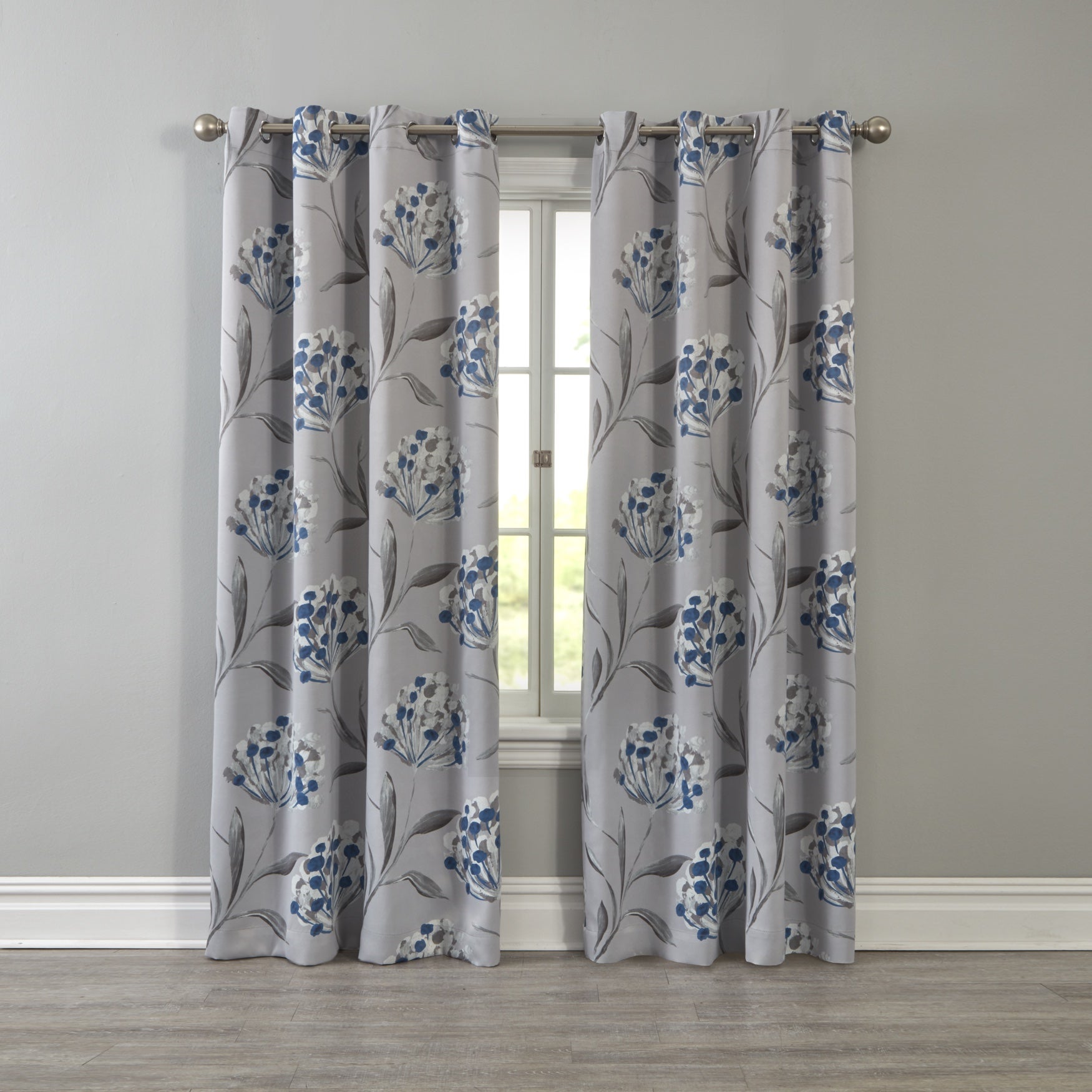 Floral Printed Blackout Grommet Panel Curtains Amp Drapes