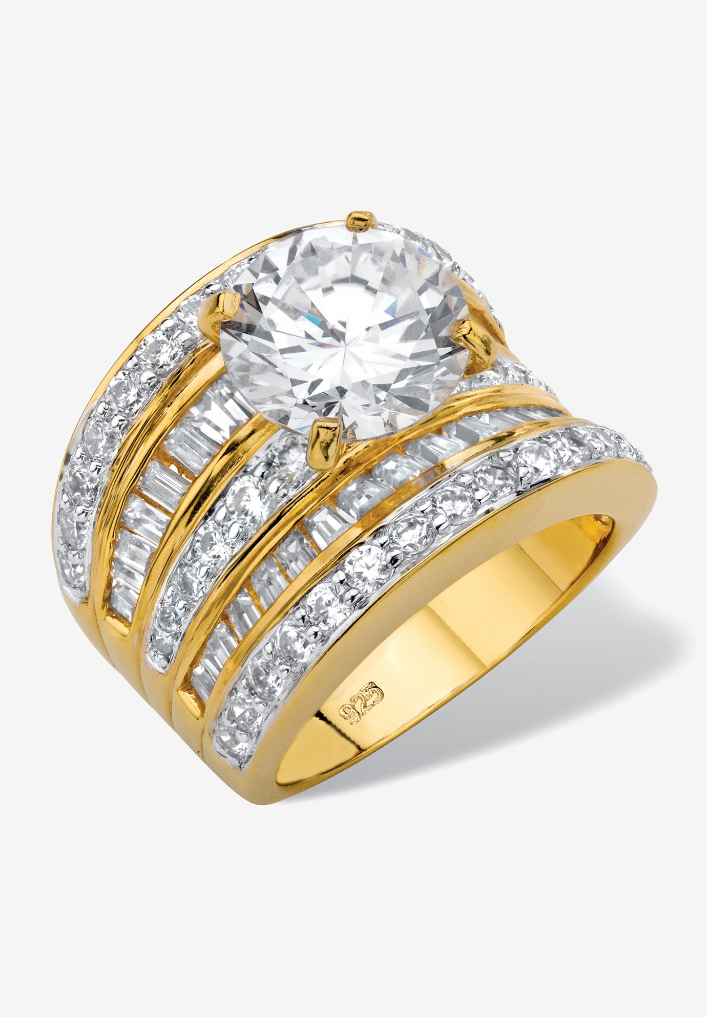 Gold over Silver Engagement Ring Cubic Zirconia (7 1/7 cttw TDW