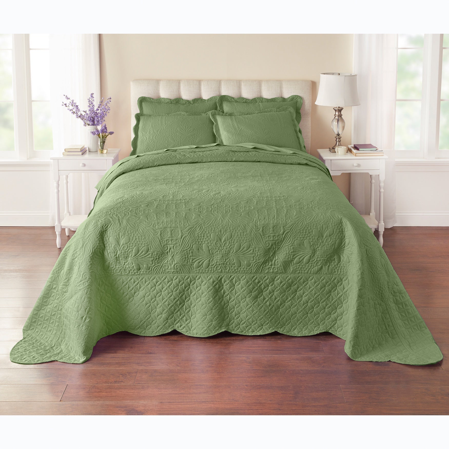 BrylaneHome Lily Damask Bedspread Bedding Collection - Picture 14 of 15