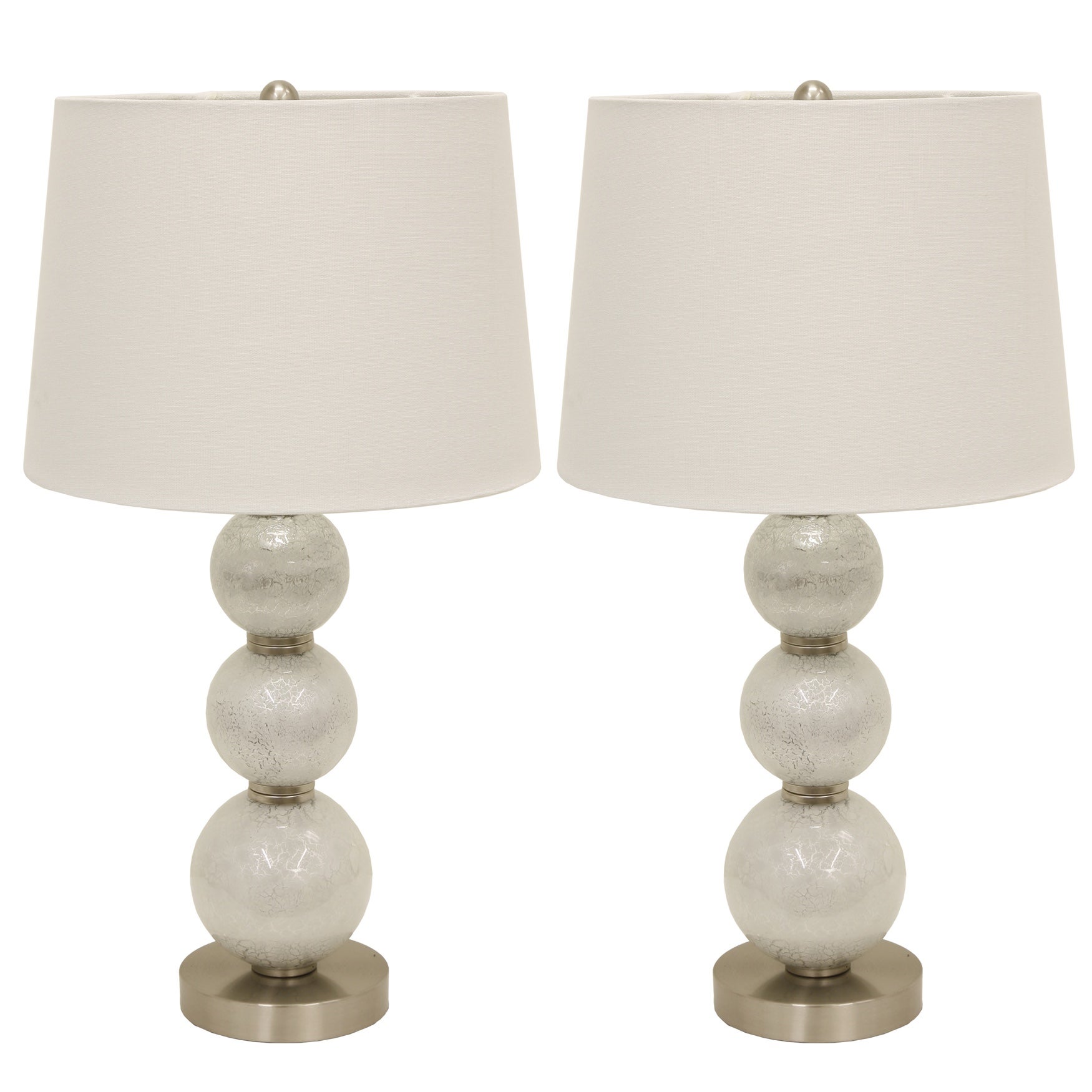 1 Set White Diamond Tri Tiered Glass Table Lamp White Linen Hardback Shade By J Hunt Brylane Home