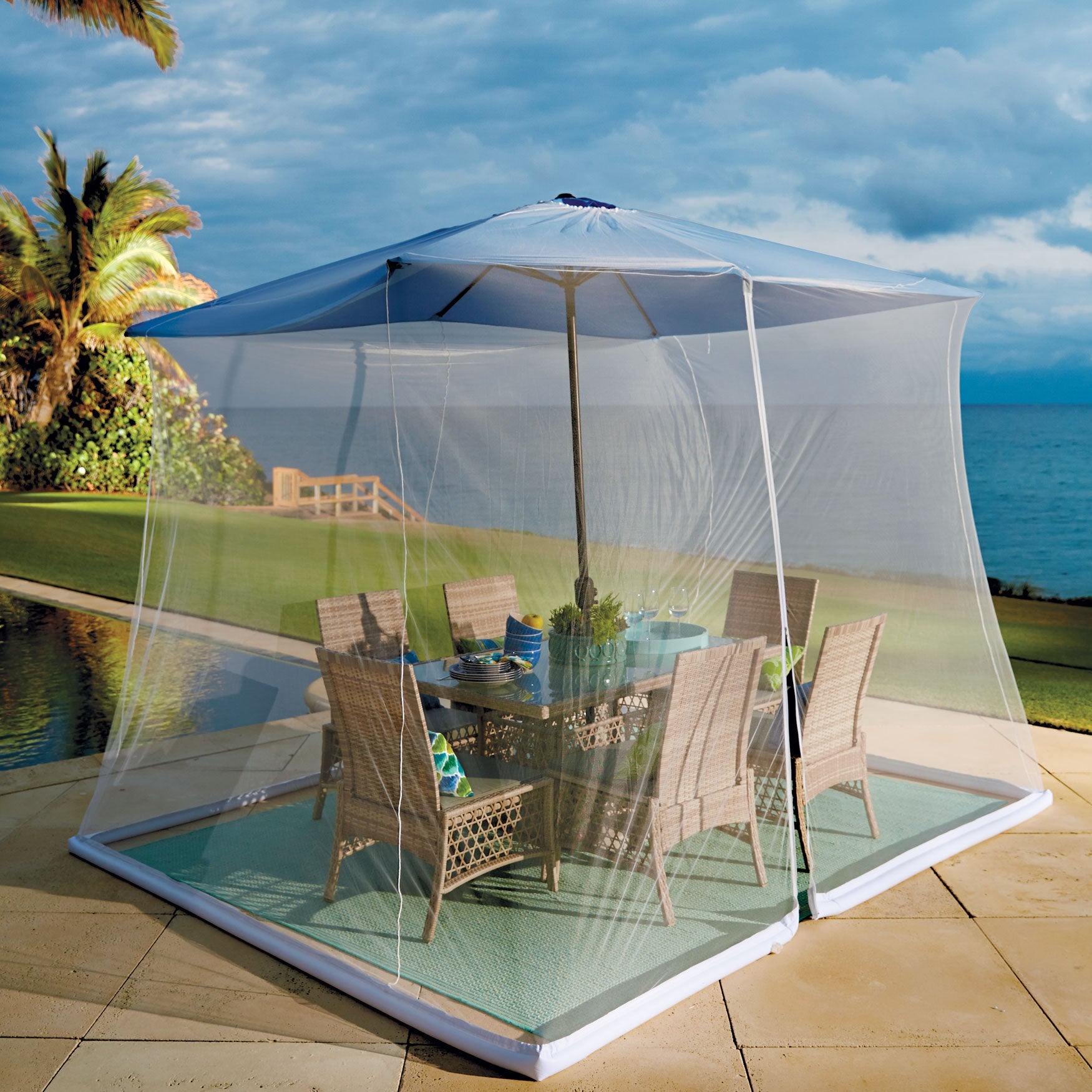 Mesh Mosquito Umbrella Canopy Outdoor Entertaining Brylane Home