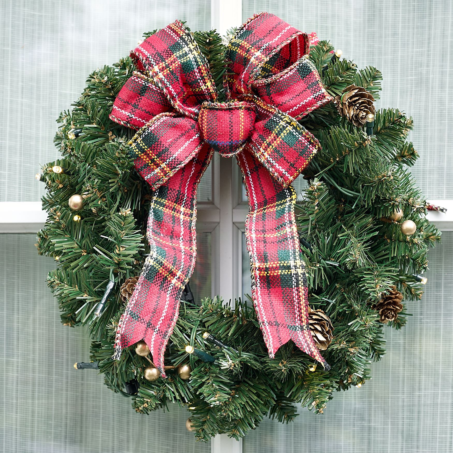 PreLit DoubleSided Wreath Wreaths, Garlands & Swags Brylane Home