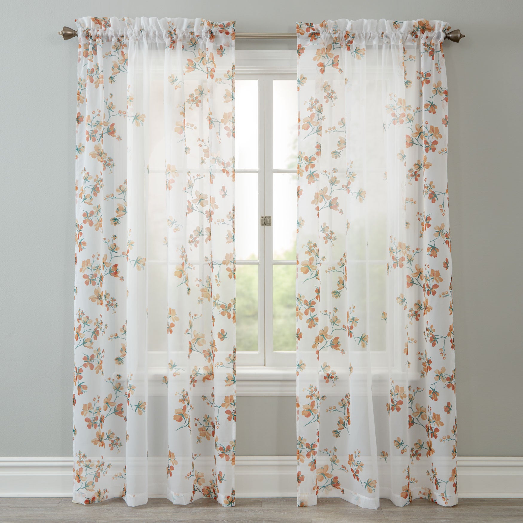 Bella Voile Printed Rod-Pocket Panel| Sheer Curtains | Brylane Home