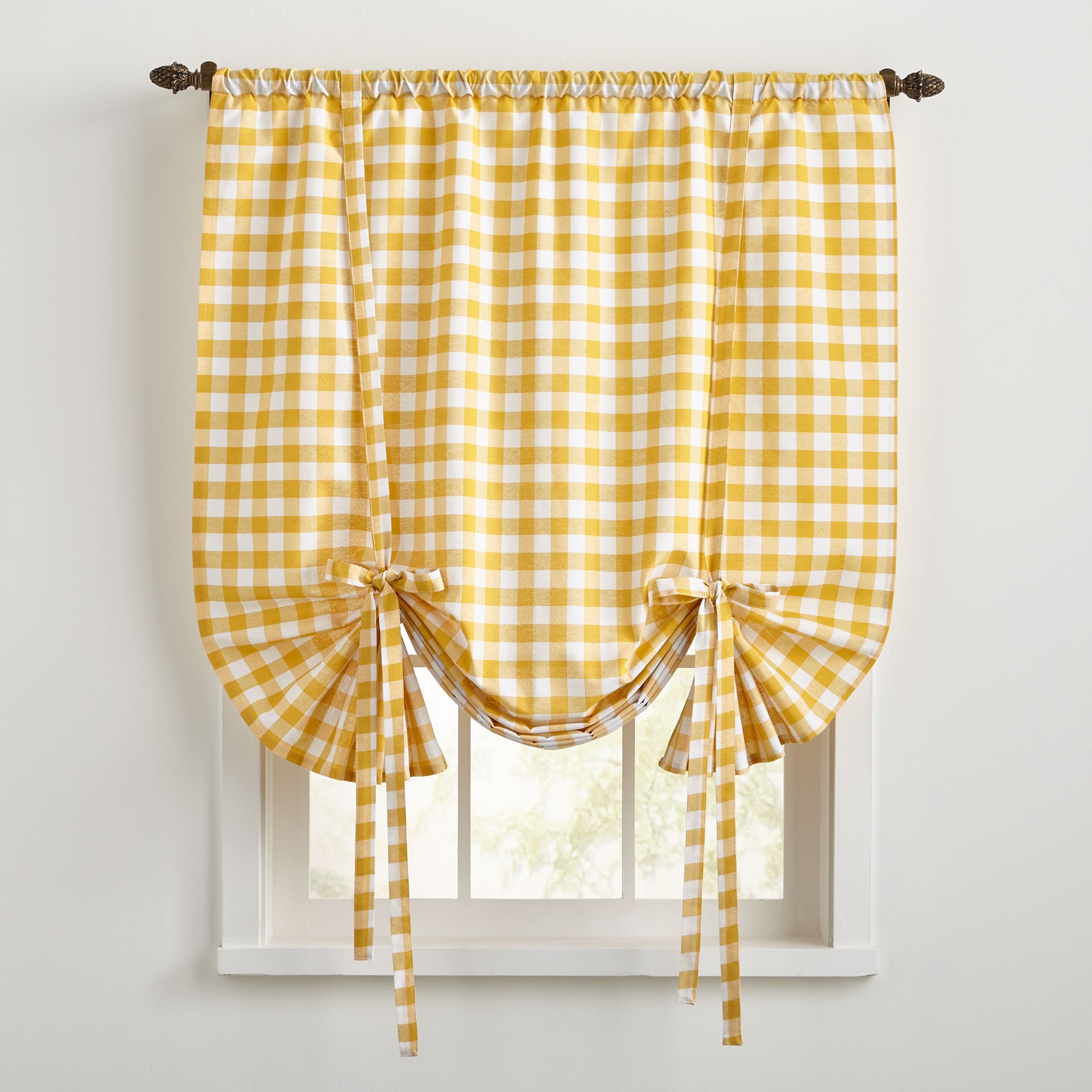 You will find little ribbons or some sort of. Buffalo Check Tie Up Window Shade Brylane Home