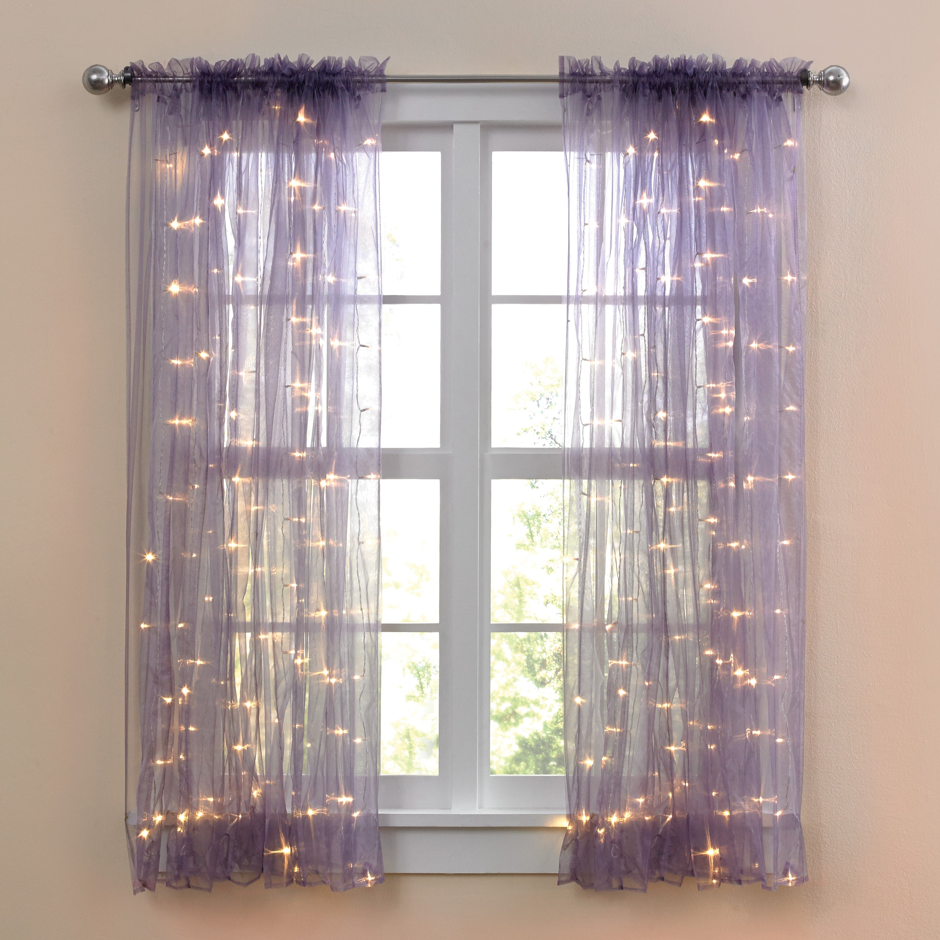 63 Quot Pre Lit Rod Pocket Curtain Panel Sheer Curtains
