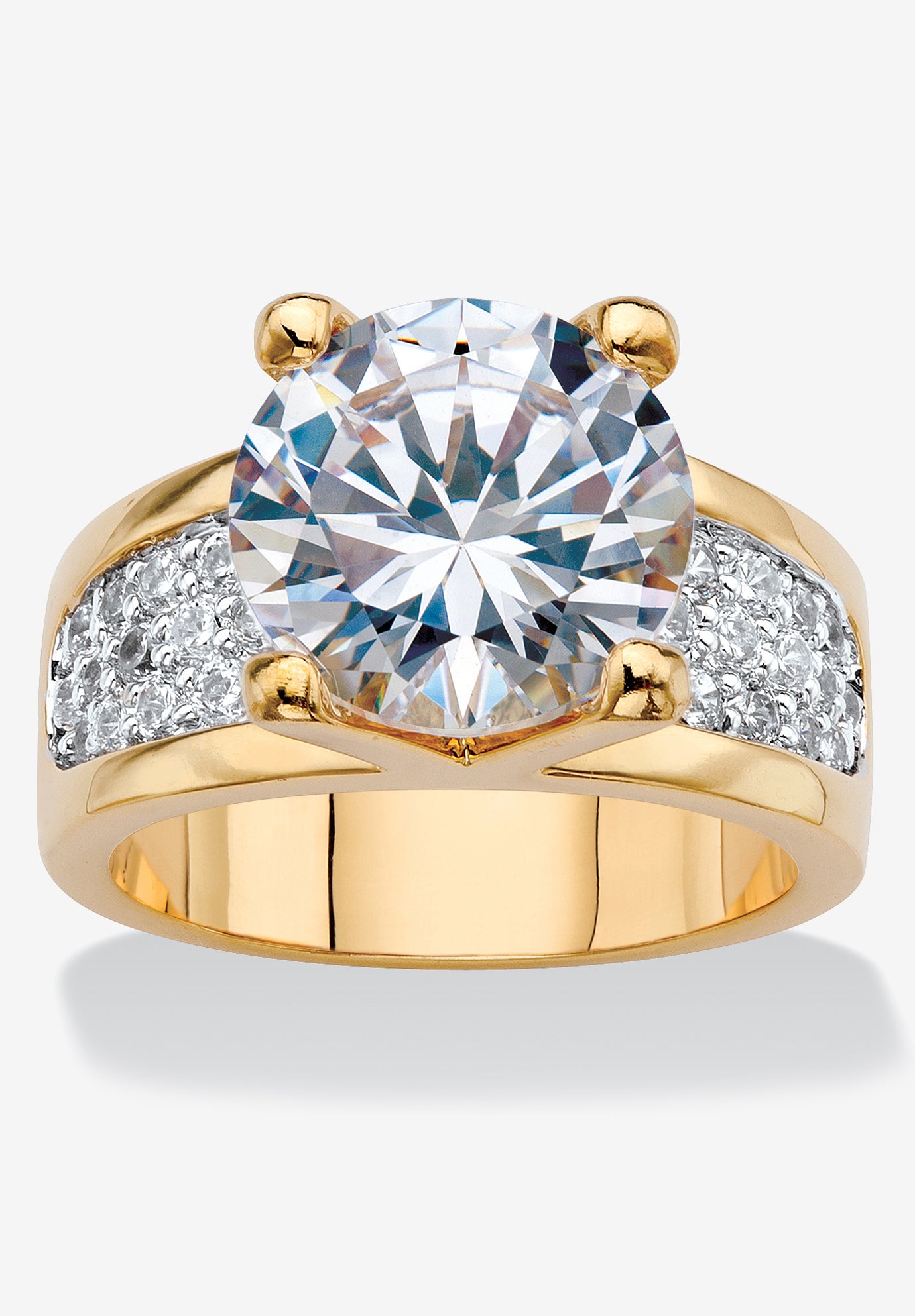 Yellow GoldPlated Round Engagement Anniversary Ring Cubic