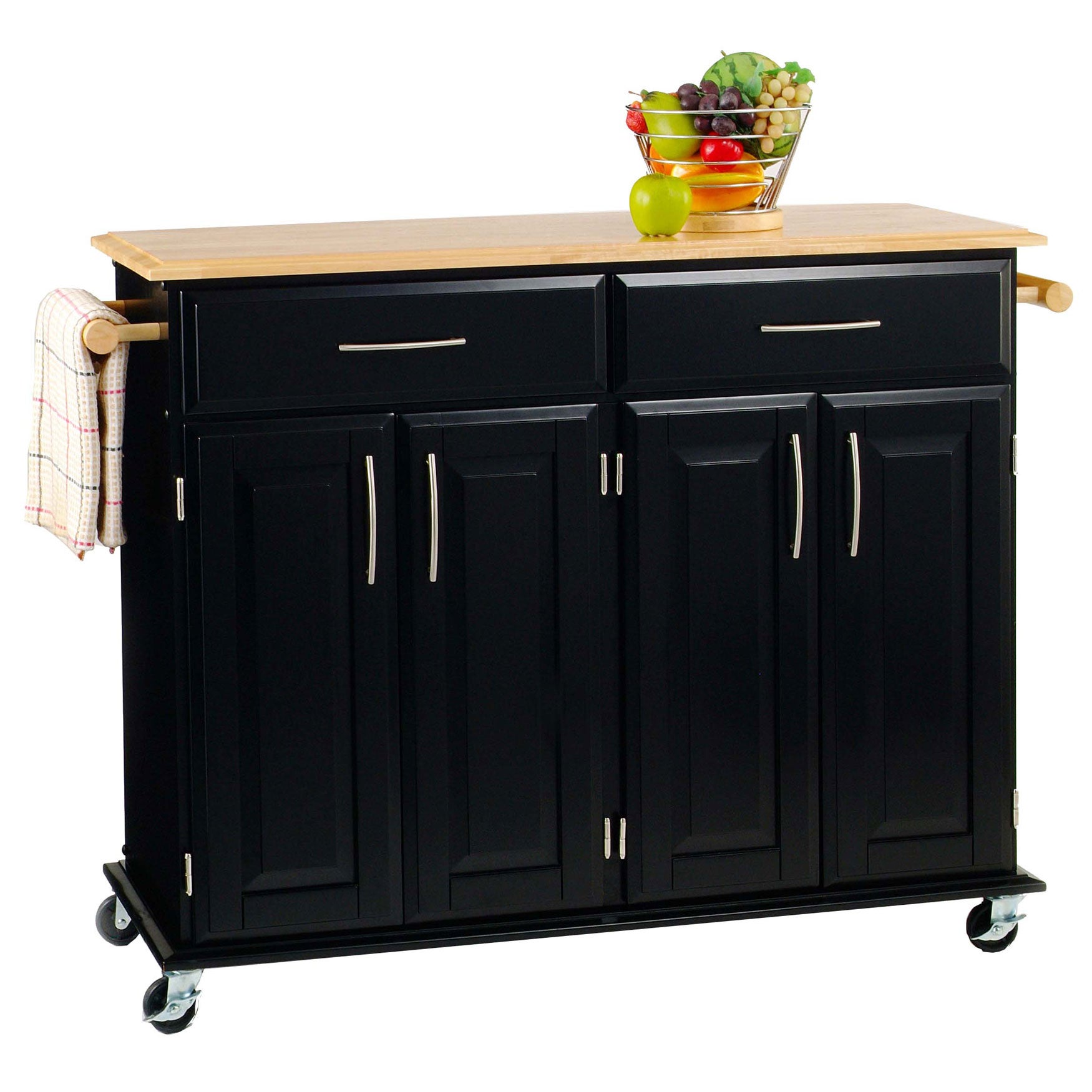 Simple Dolly Madison Kitchen Island Cart, Black Wood Brylane Home