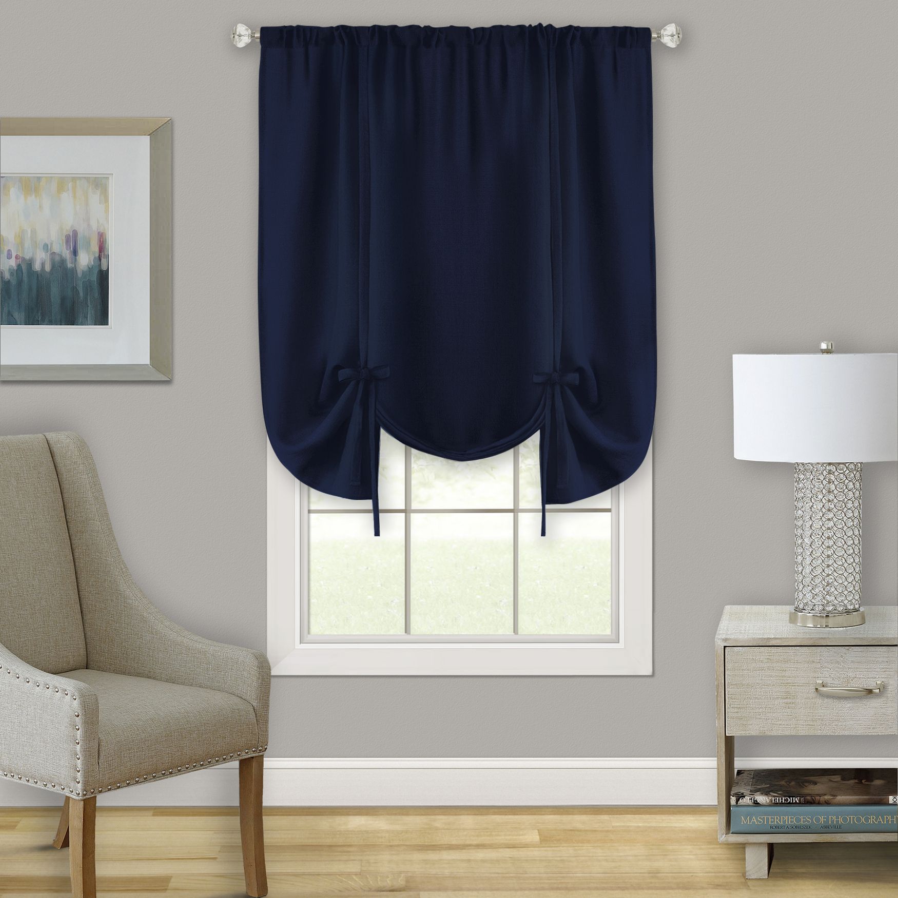 Darcy Window Curtain Tie Up Shade 58x63 Brylane Home Darcy Window Curtain Tie Up Shade, Tie Up Curtain