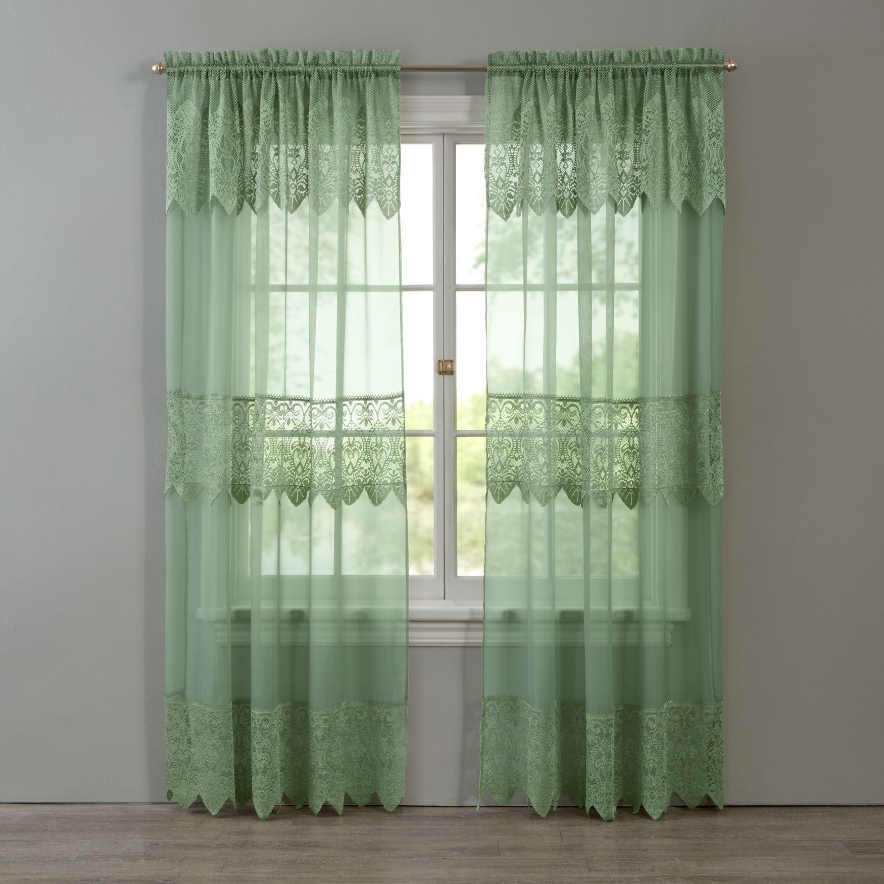 Valerie Sheer Lace RodPocket Panel with Attached Valance Brylane Home