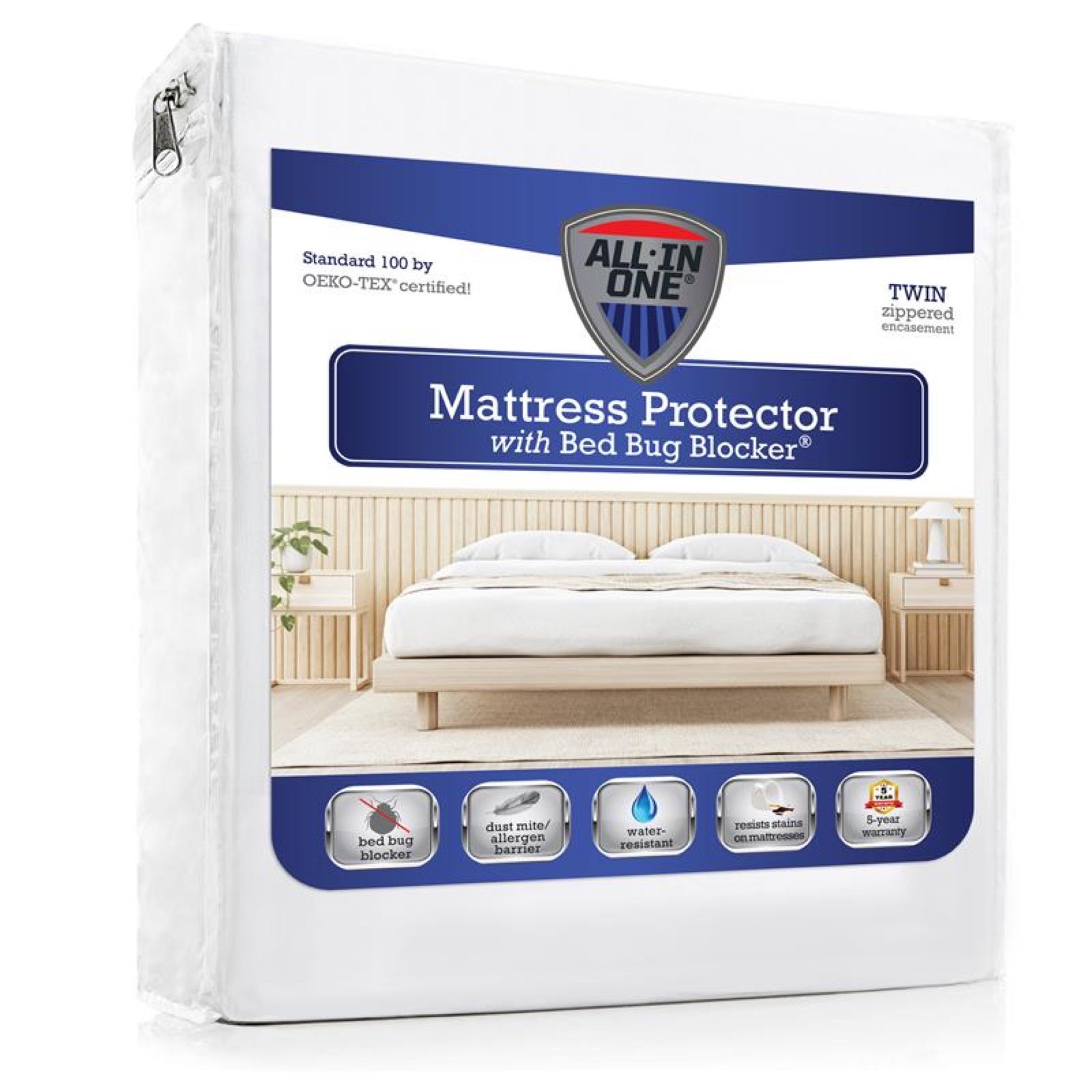All In One Bed Zippered Mattress Cover With Bug Blocker Mattress