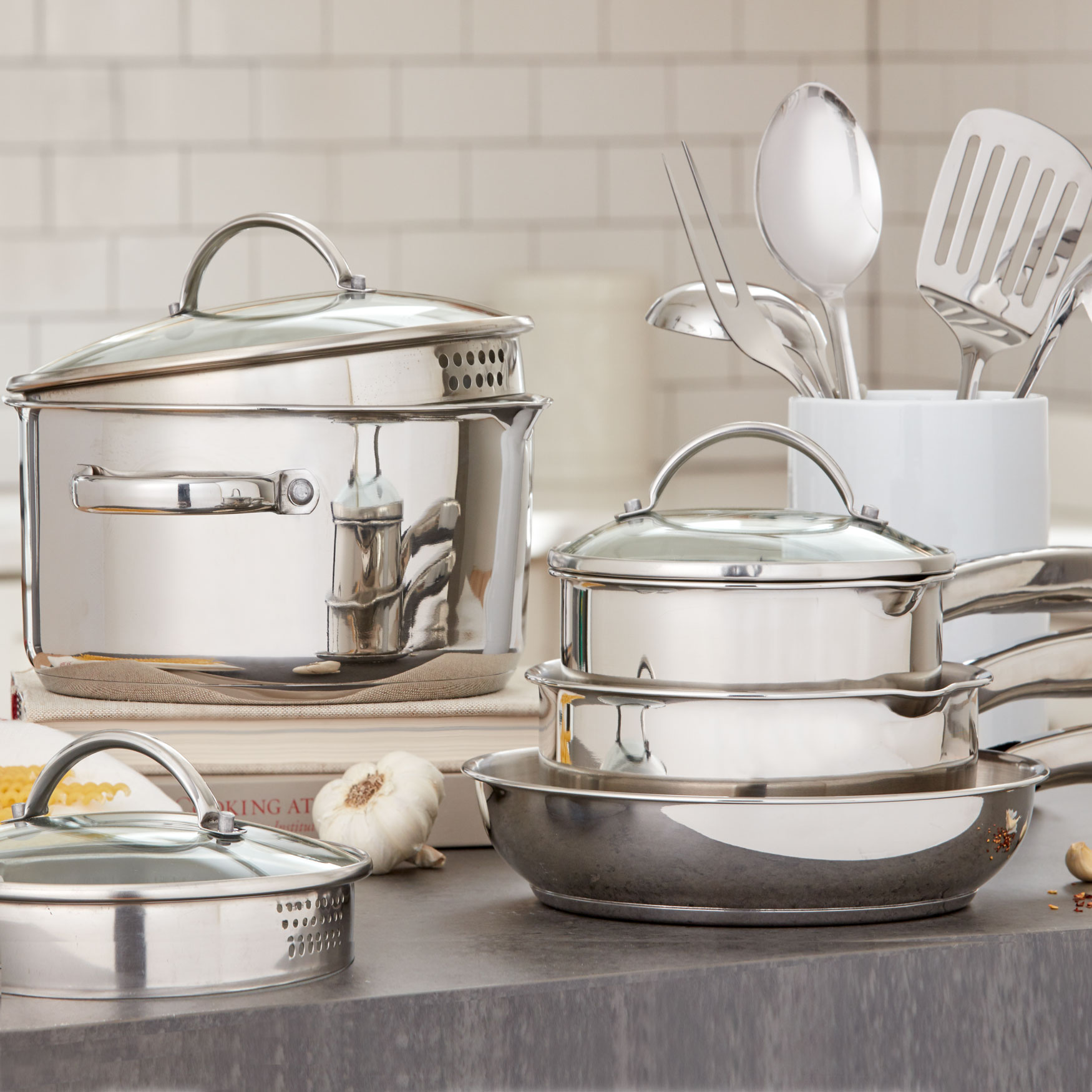 12Pc. Stainless Steel Cookware & Utensil Set Cookware & Kitchen
