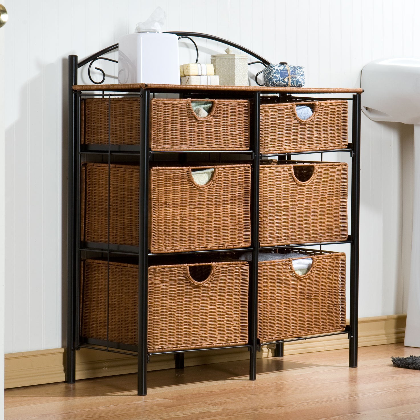 Iron Wicker Storage Chest Brylane Home