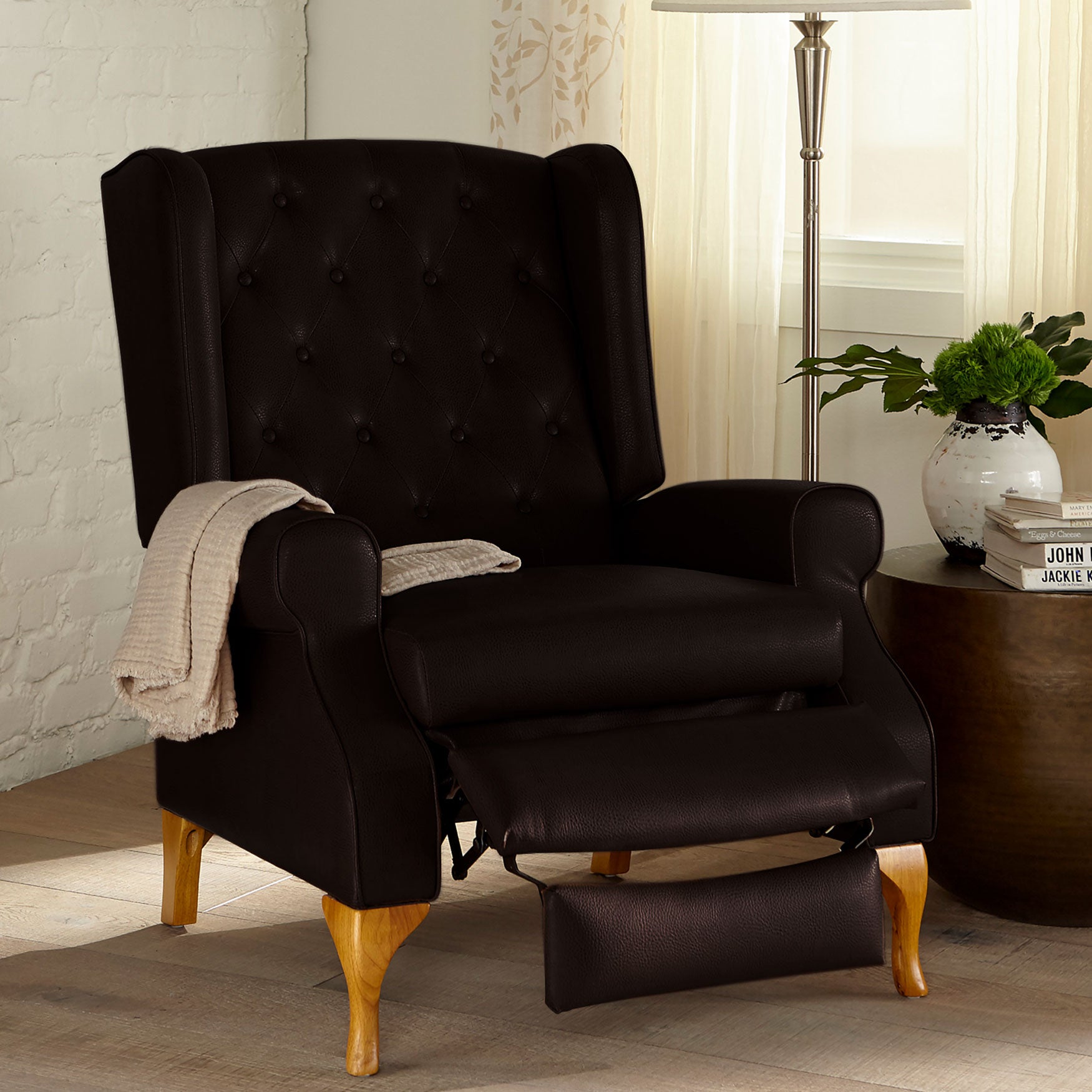 Queen Anne Style Tufted Wingback Recliner Chairs & Recliners Brylane