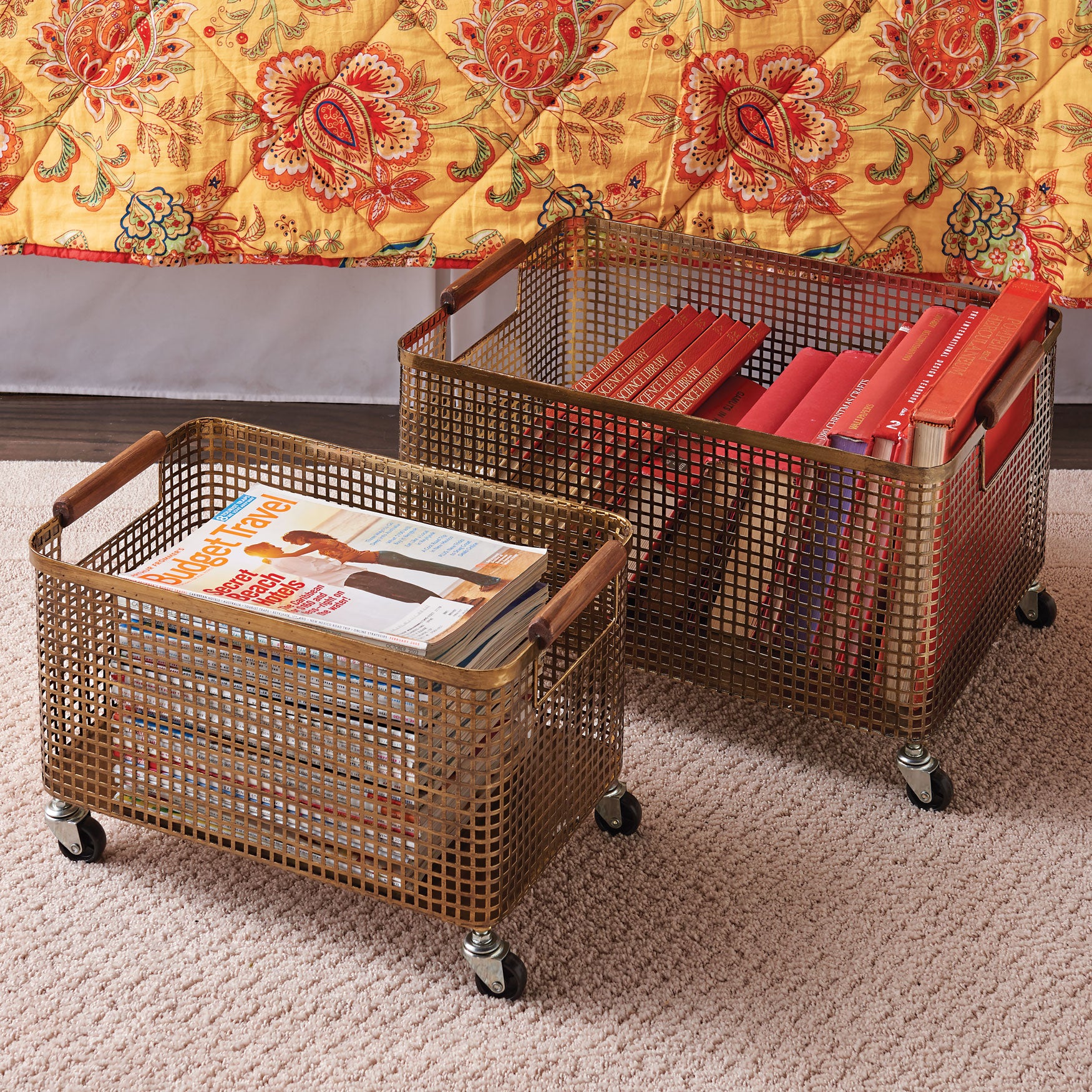 Maeve Metal Rolling Storage Bins, Set of 2 Storage Brylane Home