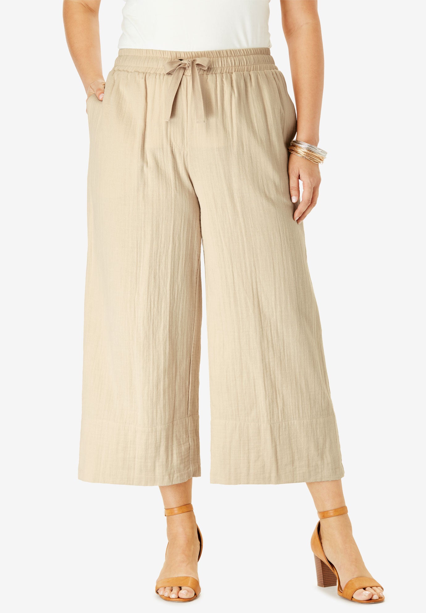Gauze WideLeg Crop Pant Brylane Home