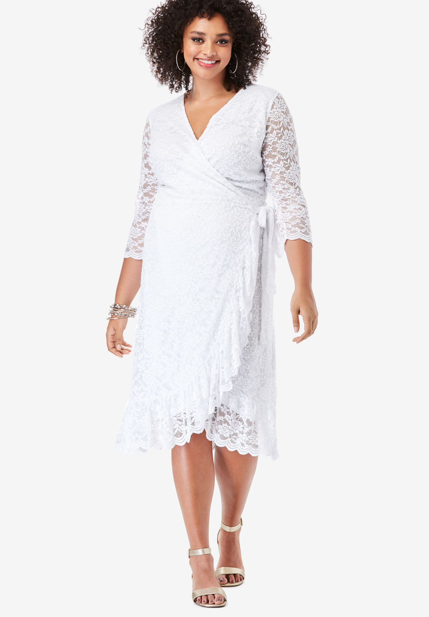 Lace Midi Wrap Dress | Brylane Home