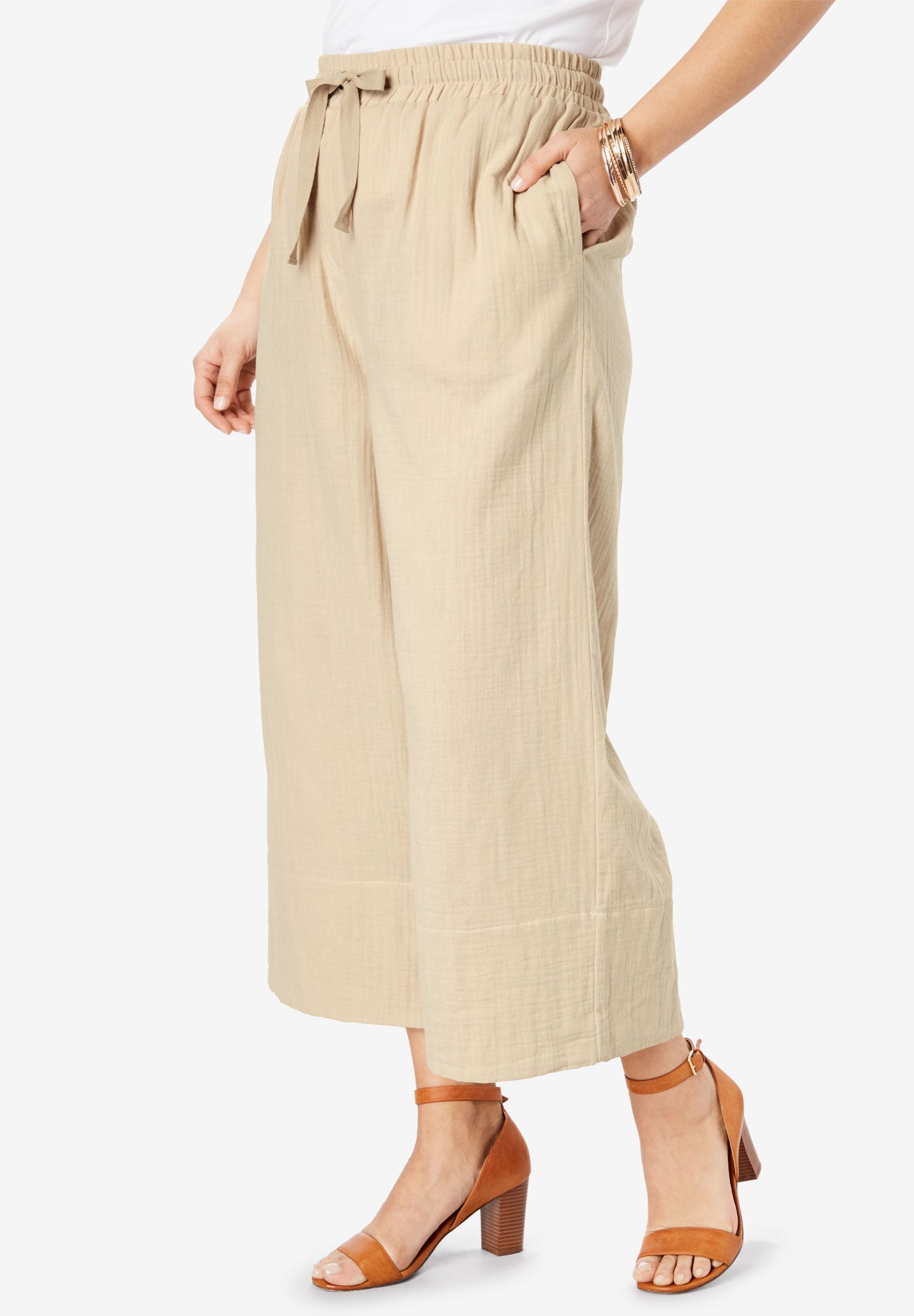 Gauze WideLeg Crop Pant Brylane Home