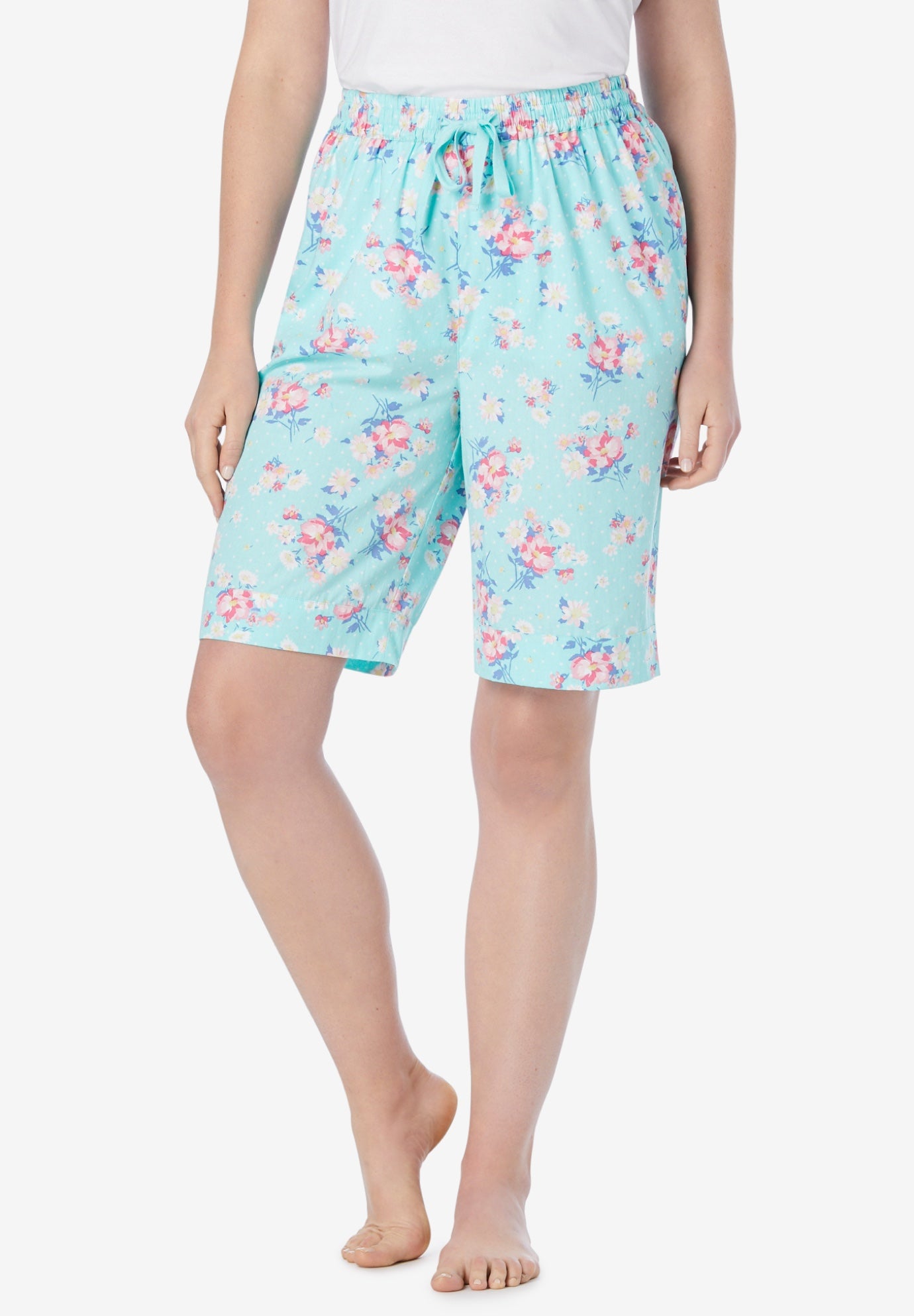 Cotton Poplin Pajama Shorts Brylane Home