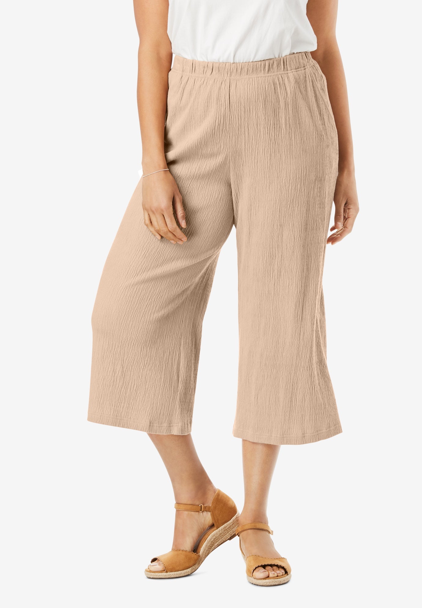 ElasticWaist Knit Gauze Capri Brylane Home