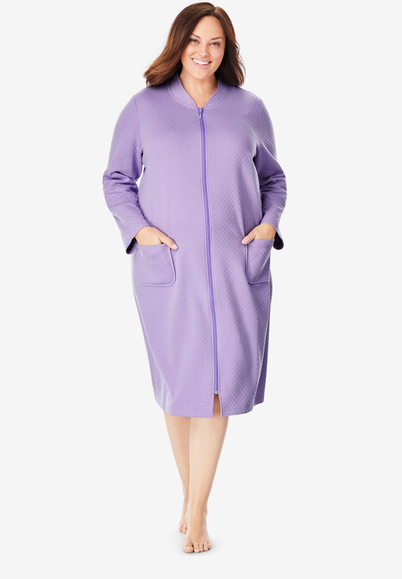 Quilted ZipFront Robe by Dreams & Co.® Sleepwear Brylane Home