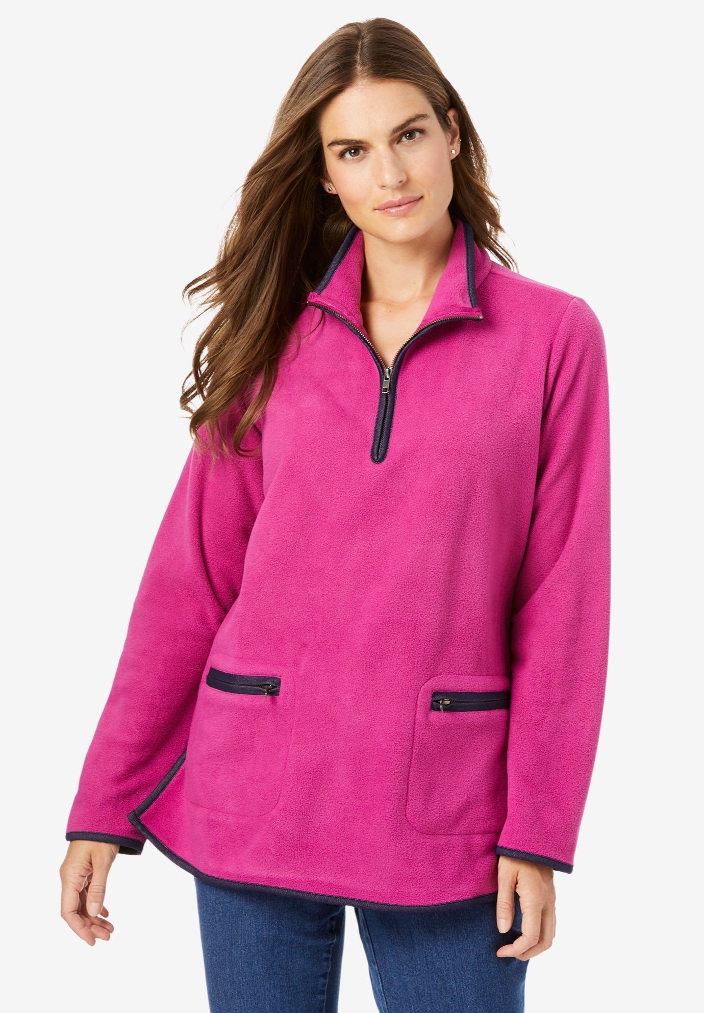 Download Quarter-Zip Microfleece Mock Neck Sweatshirt | Brylane Home