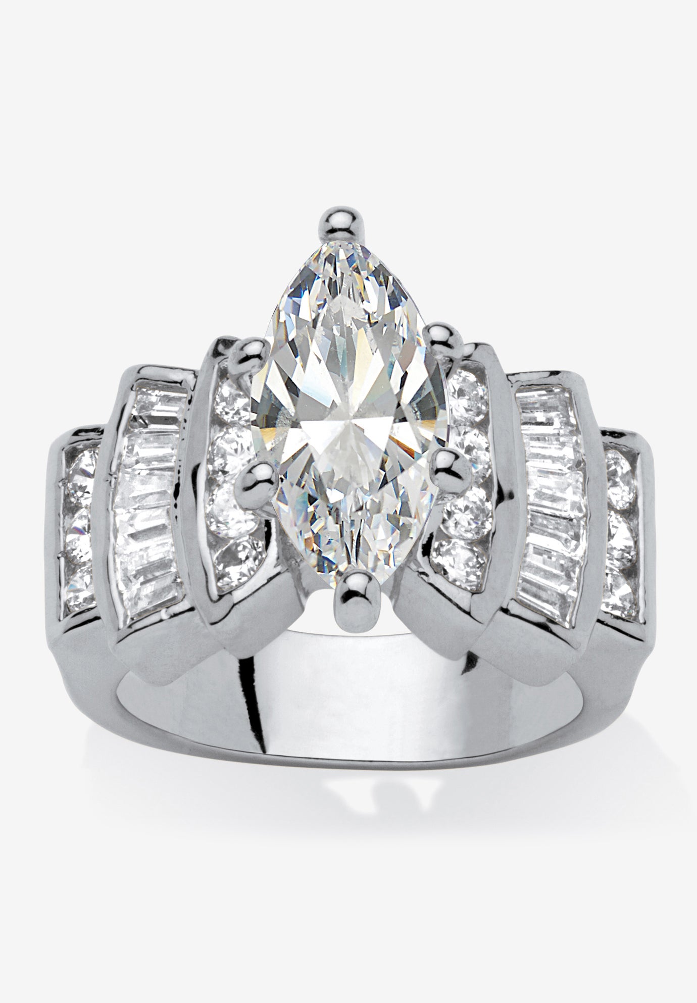 Silver Tone Marquise Cut Engagement Ring Cubic Zirconia Brylane Home