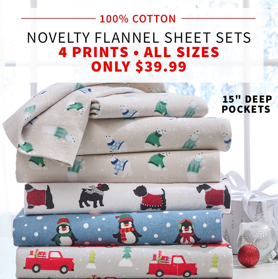 NOVELTY FLANNEL SHEET SETS