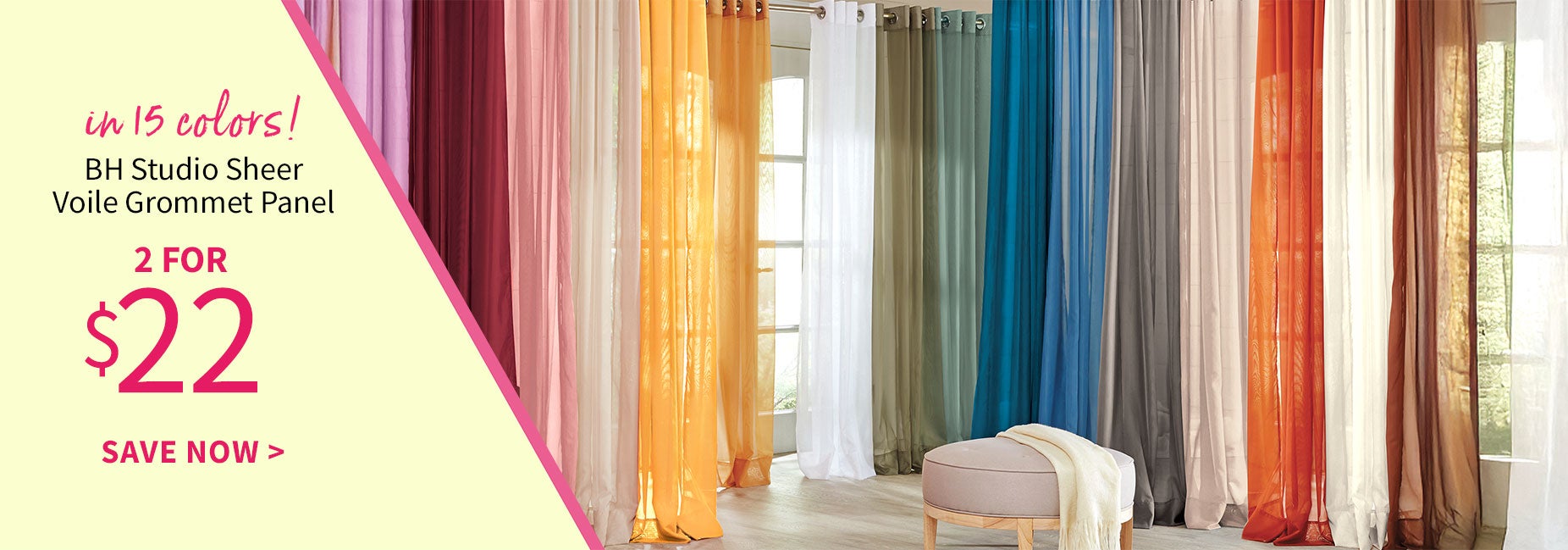 2 FOR $22 BH STUDIO SHEER VOILE GROMMET PANEL