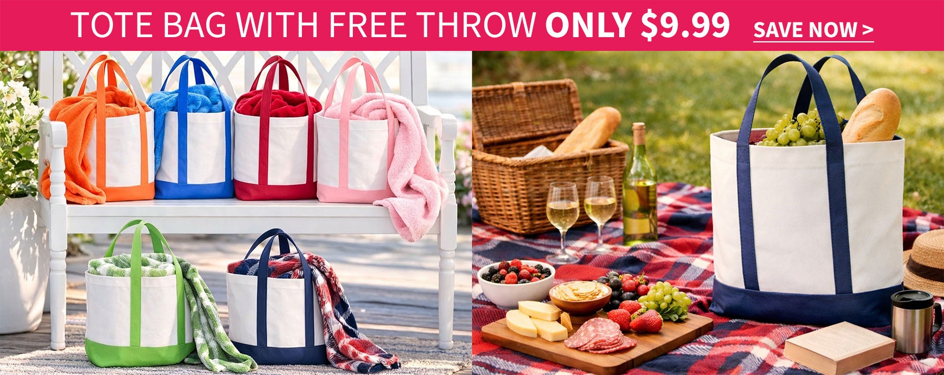 Tote Bag With Free Throw Only $9.99