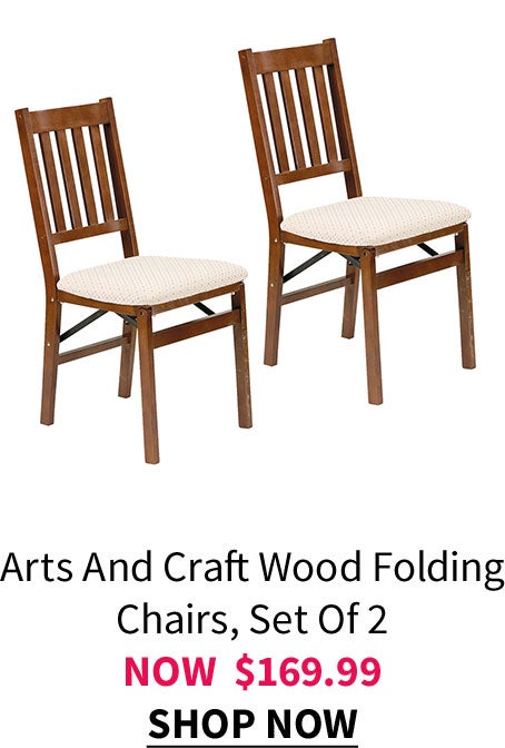 ARTS AND CRAFT WOOD FOLDING CHAIRS, SET OF 2