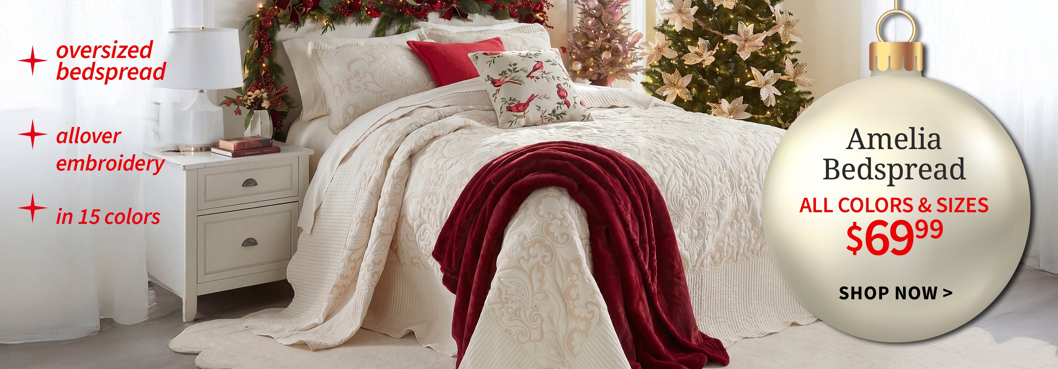 AMELIA BEDSPREAD ALL COLORS/SIZES $69.99