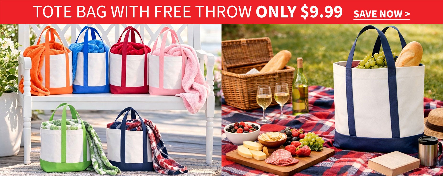 Affordable Tote Bag with Free Throw Red