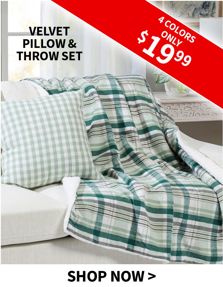 Velvet Pillow & Throw Set $19.99