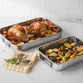 4PC STAINLESS STEEL PAN & ROASTER