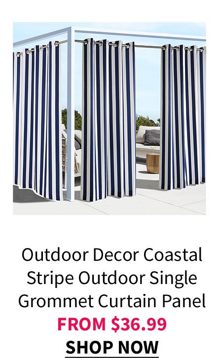 OUTDOOR DÉCOR COASTAL STRIPE OUTDOOR SINGLE GROMMET CURTAIN PANEL