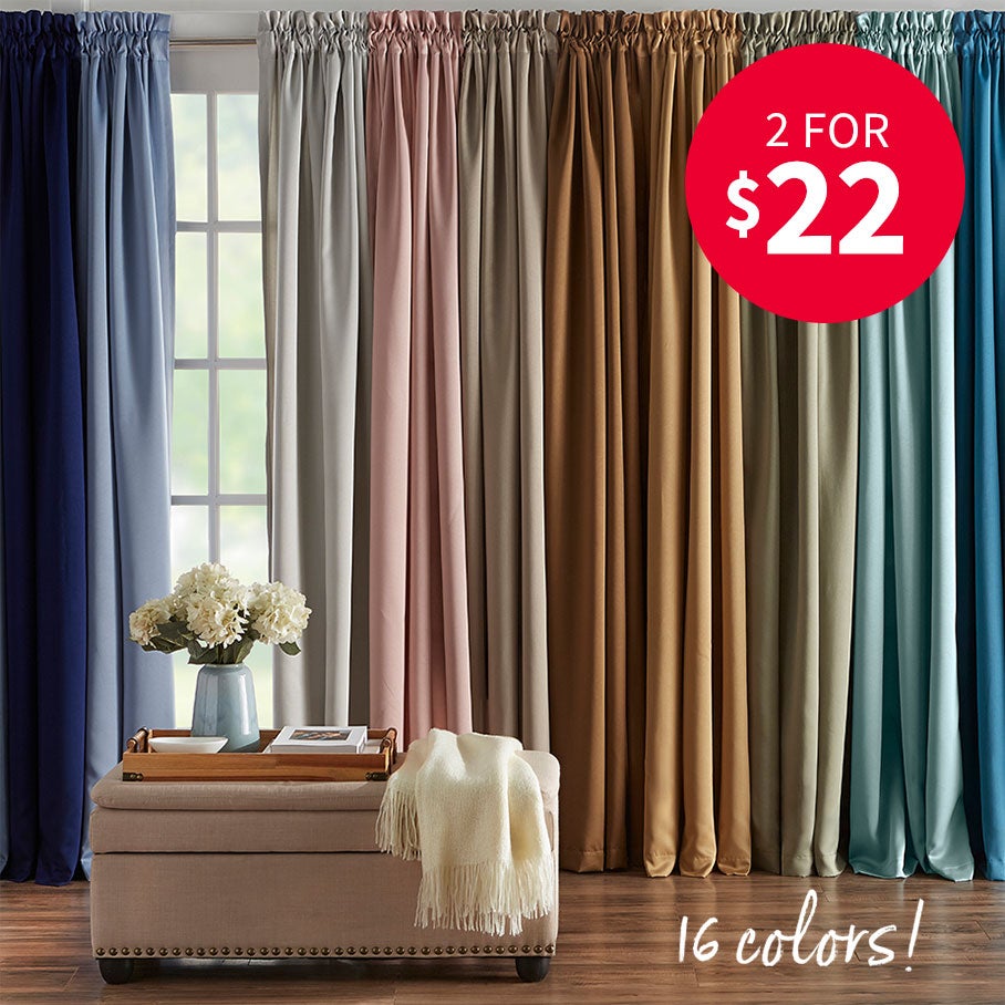 2 For $22 BH Studio Room Darkening Rod Pocket Panel