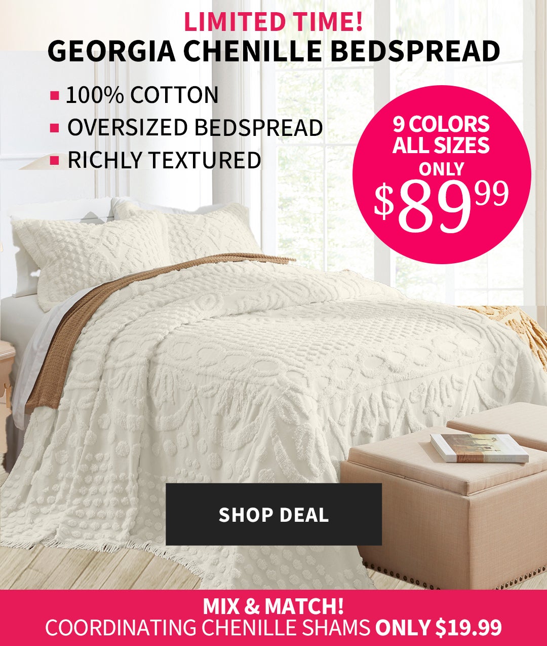 GEORGIA CHENILLE BEDSPREAD ONLY $89.99 - Mobile image 3