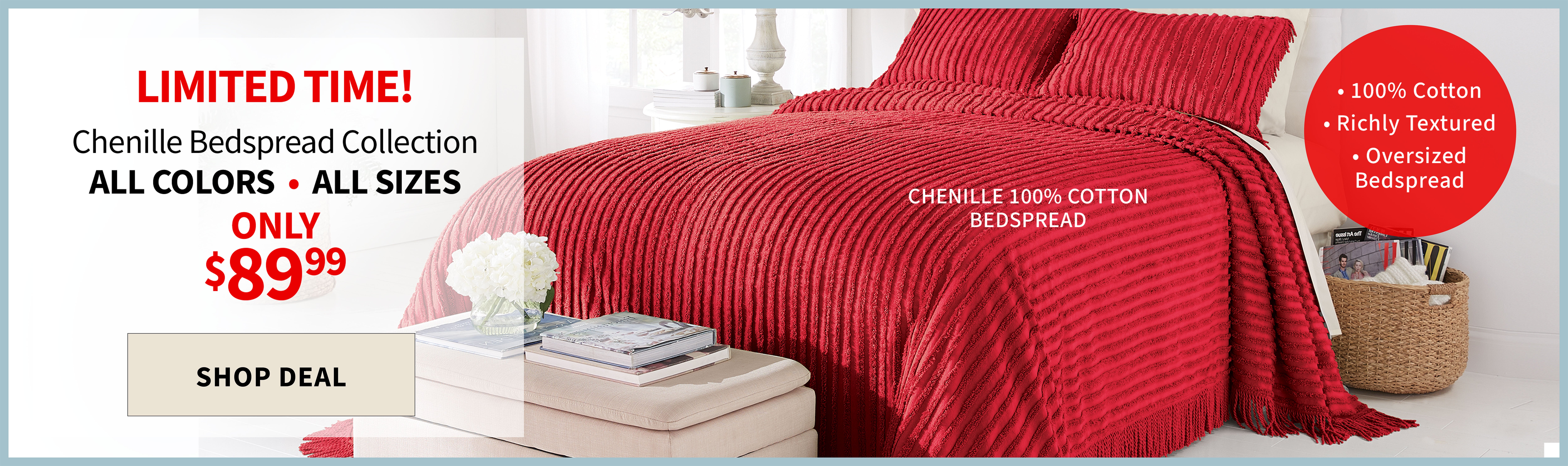 CHENILLE 100% COTTON BEDSPREAD